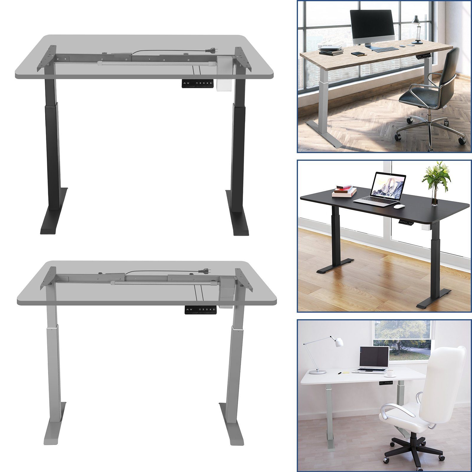 Schwarz Schreibtisch Schreibtisch bis elektrisch belastbar Gimisgu Höhenverstellbarer 80kg, höhenverstellbar Schreibtischgestell