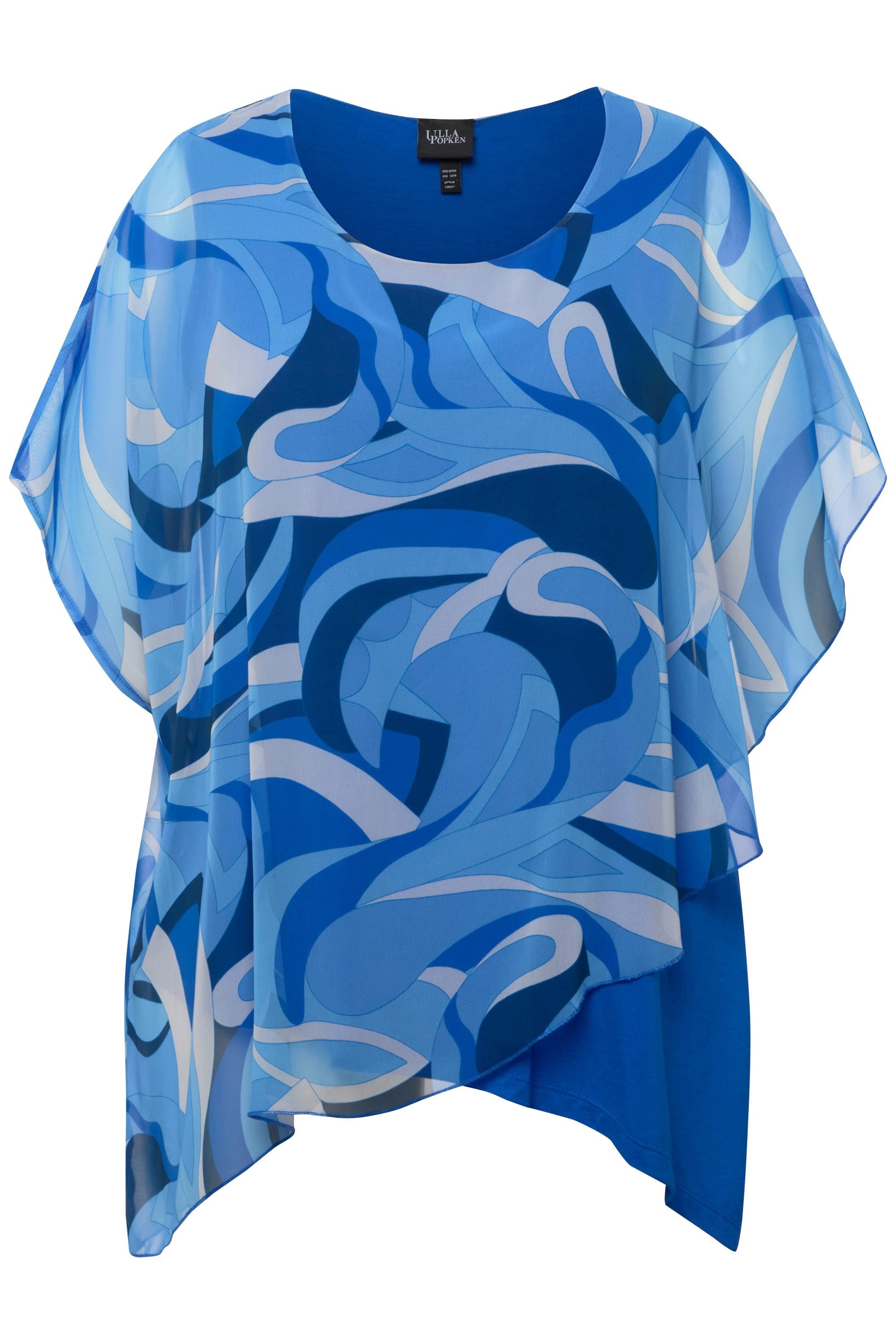 Ulla Popken Longtop Tunika Chiffon-Überwurf Rundhals günstig online kaufen