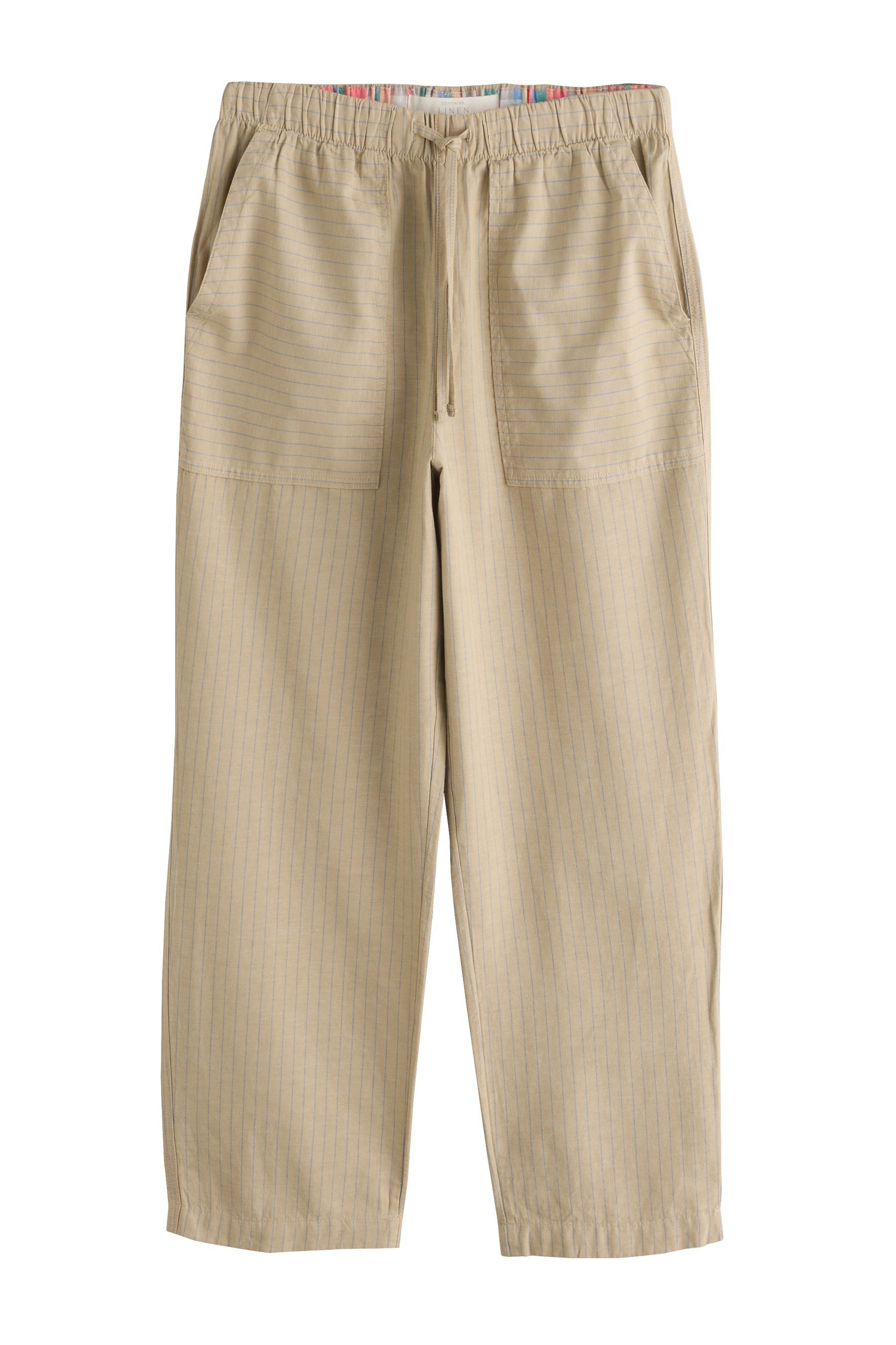 Stoffhose Hose aus Baumwoll-Leinengemisch mit Barrel-Bein