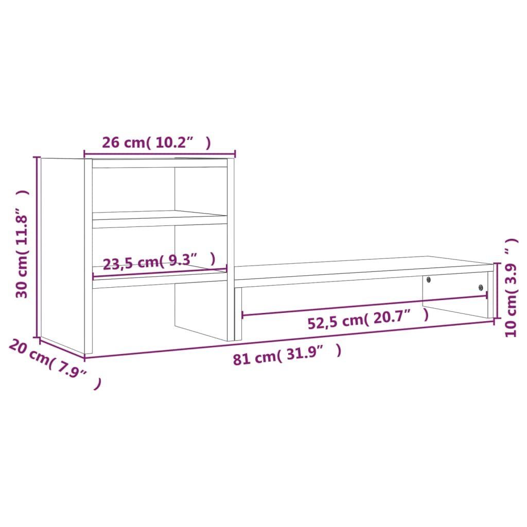 Kiefer Massivholz cm 81x20x30 vidaXL Grau Monitorständer Monitorständer