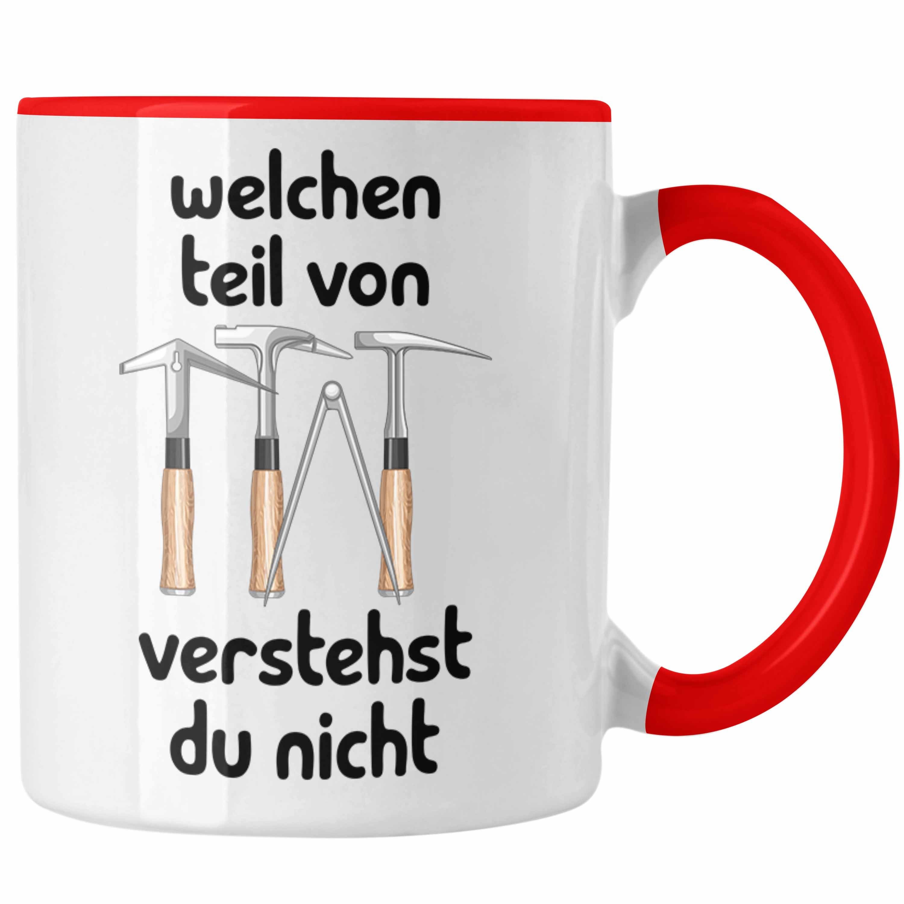 Trendation Tasse Dachdecker Tasse Geschenk Lustiger Spruch Welchen Teil Von Verstehst D Rot