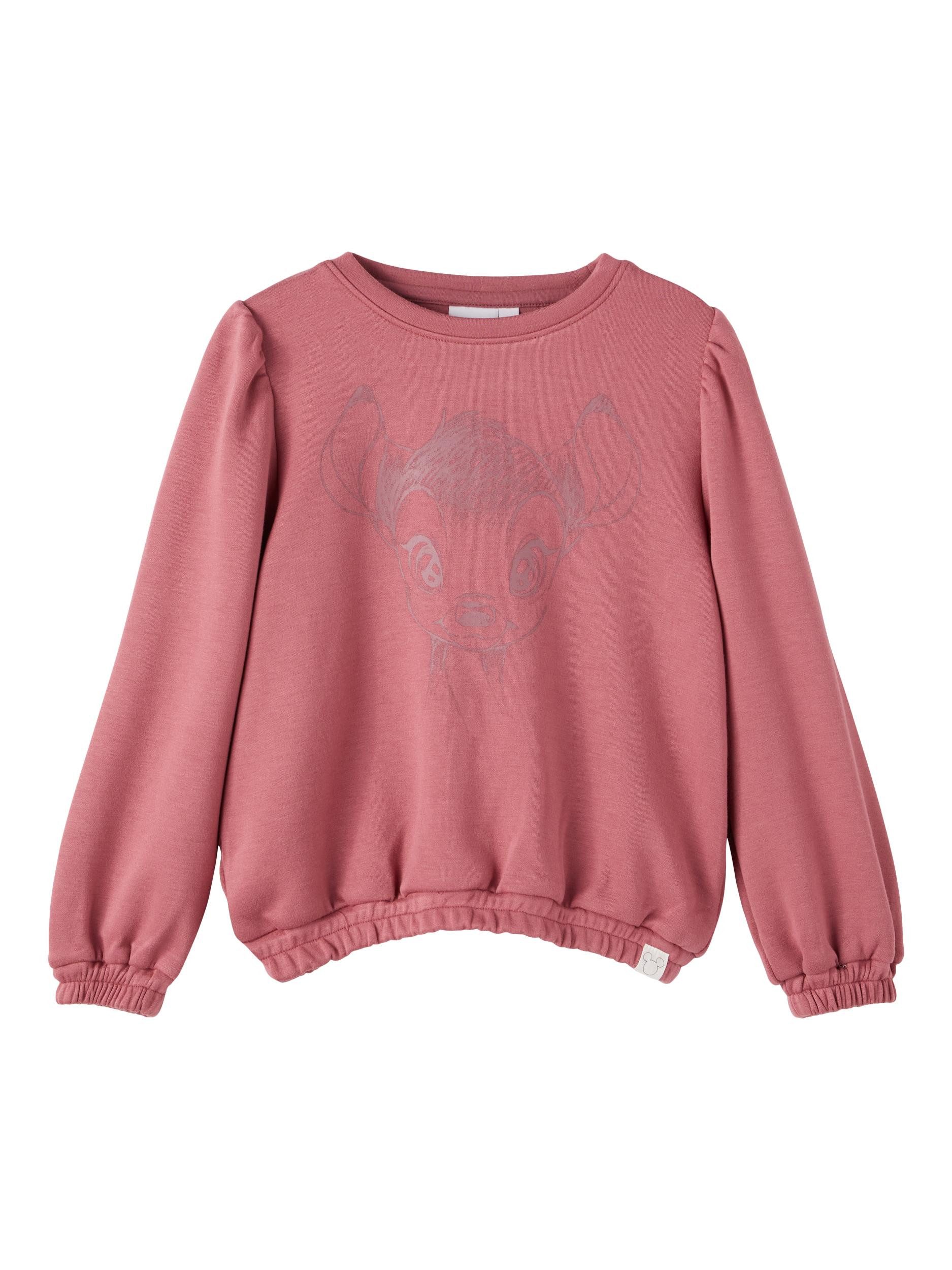 Name It Rundhalspullover Name It Mädchen Sweatshirt mit Flockdruck "Bambi" Deco Rose 92