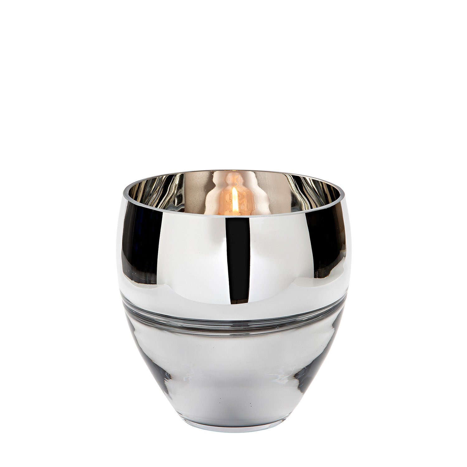 Fink Teelichthalter RILA Teelichthalter-Vase - H.18cm x Ø18cm - silber - Gl günstig online kaufen