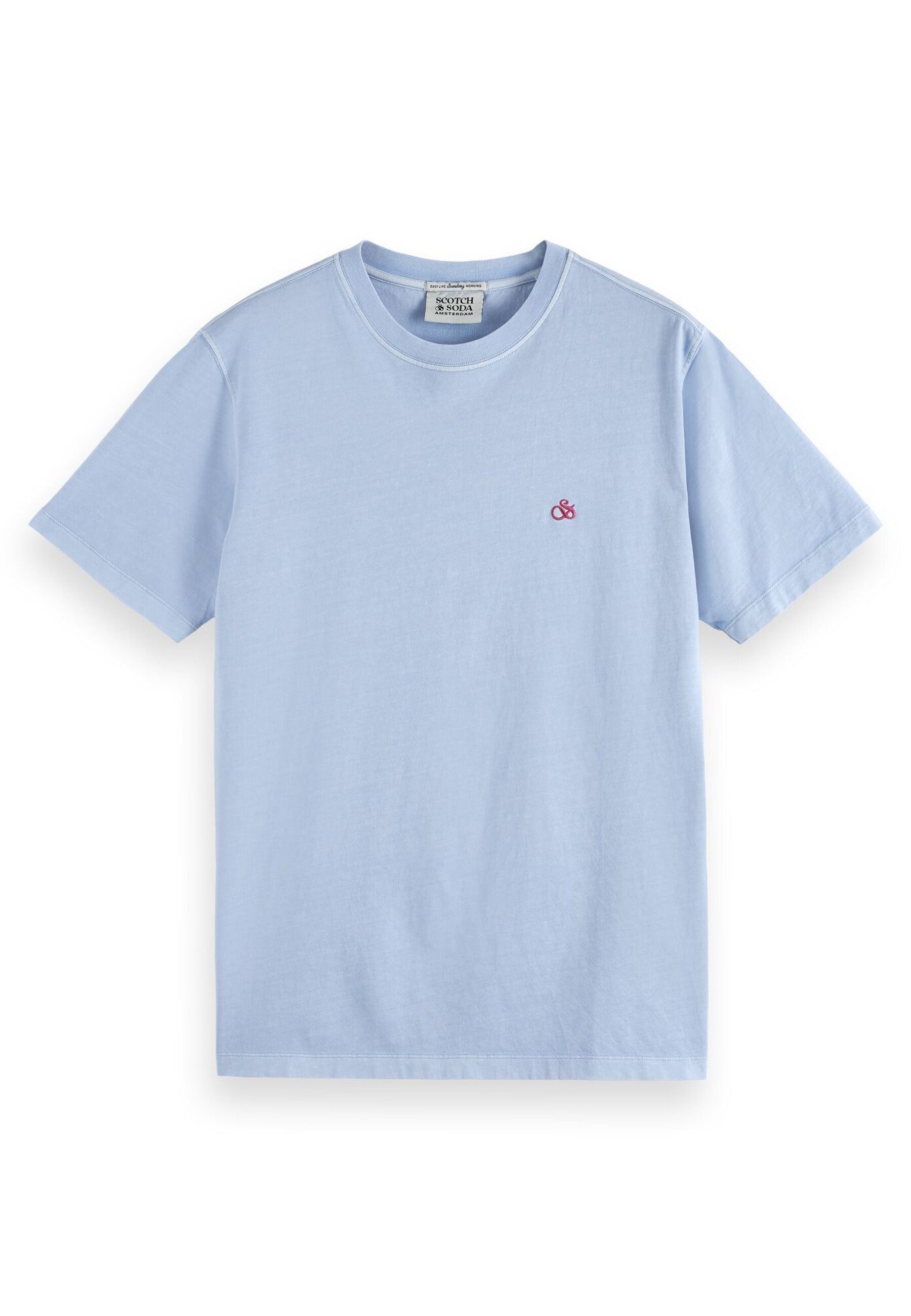 Scotch & Soda Kurzarmshirt (1-tlg) und T-Shirt Rundhals Shirt Logo-Stitching hellblau mit
