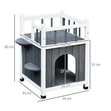 PawHut Tierhöhle Katzenhaus mit Balkon