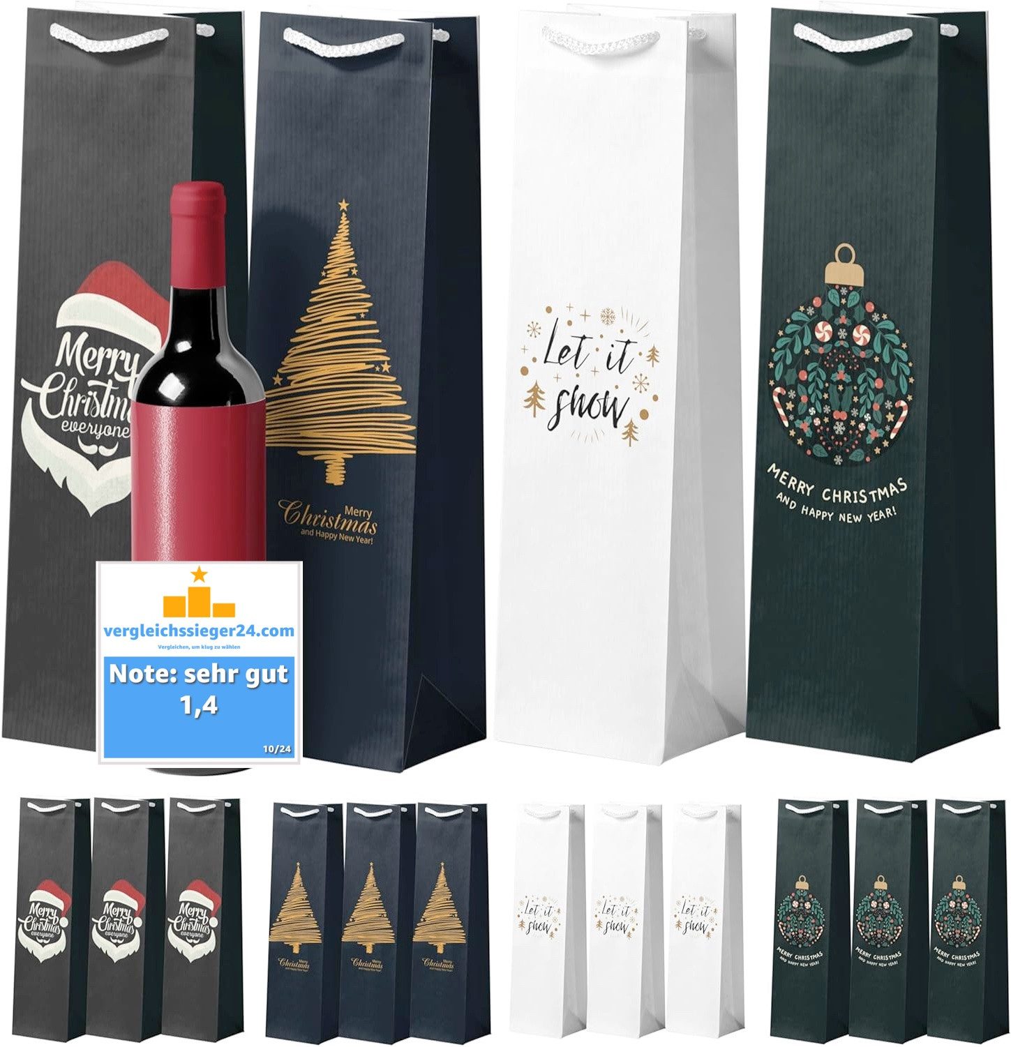 TK Gruppe Aufbewahrungsbox 12x XXL Flaschentüten Weihnachtstaschen Geschenk günstig online kaufen