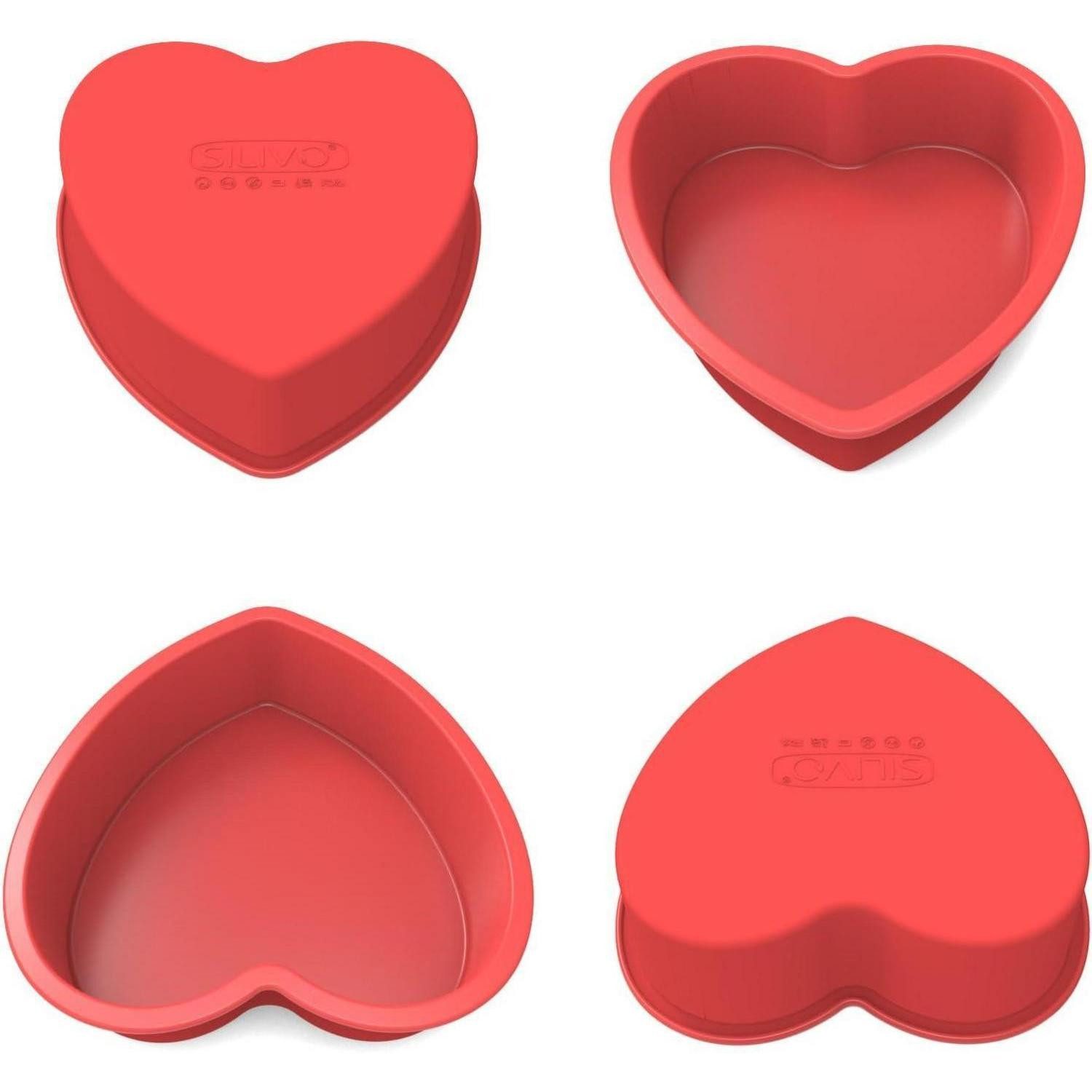 LuxusKollektion Herzkuchenform Backform Silikon Herz Kuchenform Antihaft 4 Stück 15cm Herzbackform x4