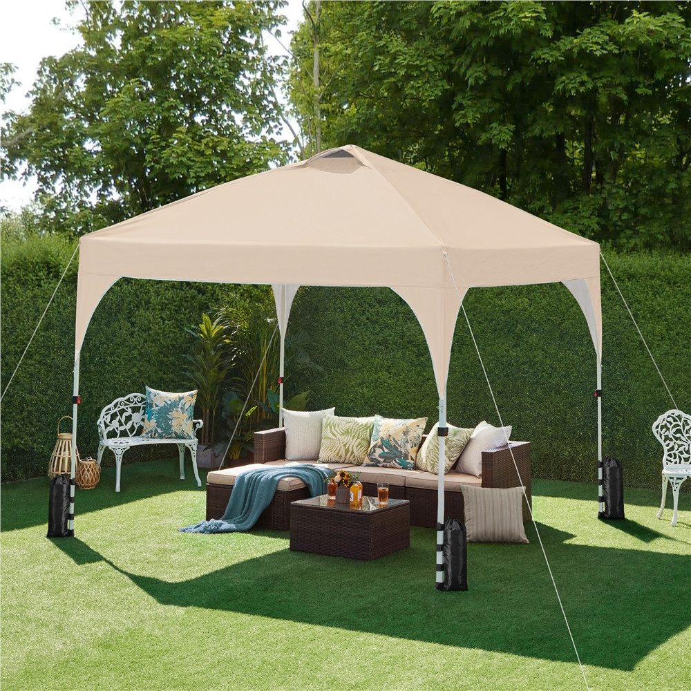Yaheetech Faltpavillon Großzügiges Campingzelt mit einer Tragetasche 2,4x2,4m / 3x3m, mit 0 Seitenteilen, Gartenpavillon höhenverstellbar für Garten/Hof/Park/Ma – Bild 2 von 5