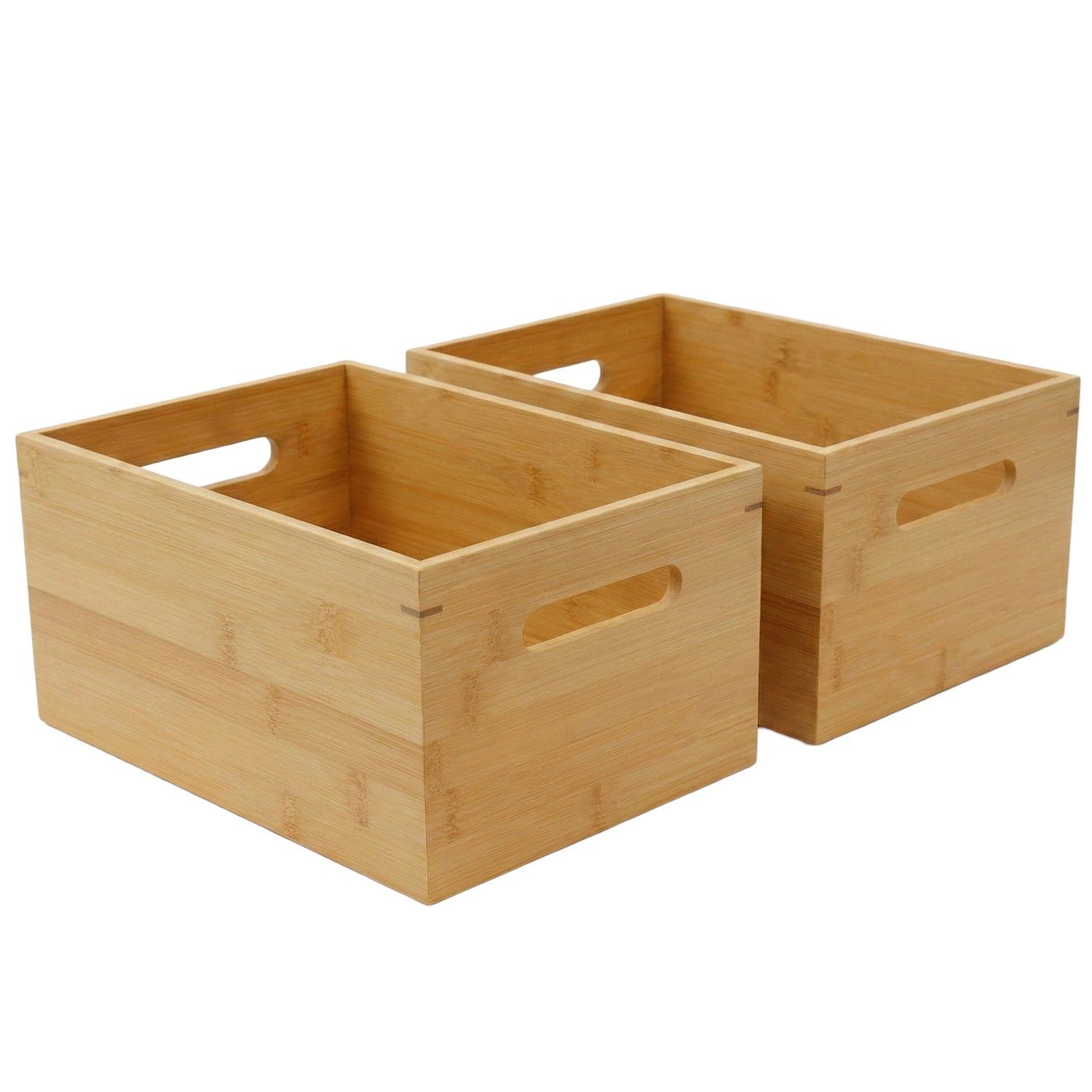 Kibun Holzkiste Holzbox mit Griffen 30x20x14 cm (Stapelbare Aufbewahrungsbox Holz ohne Deckel, 2 St), Allzweckkiste Holzbox Organizer für Büro Küche Kinderzimmer