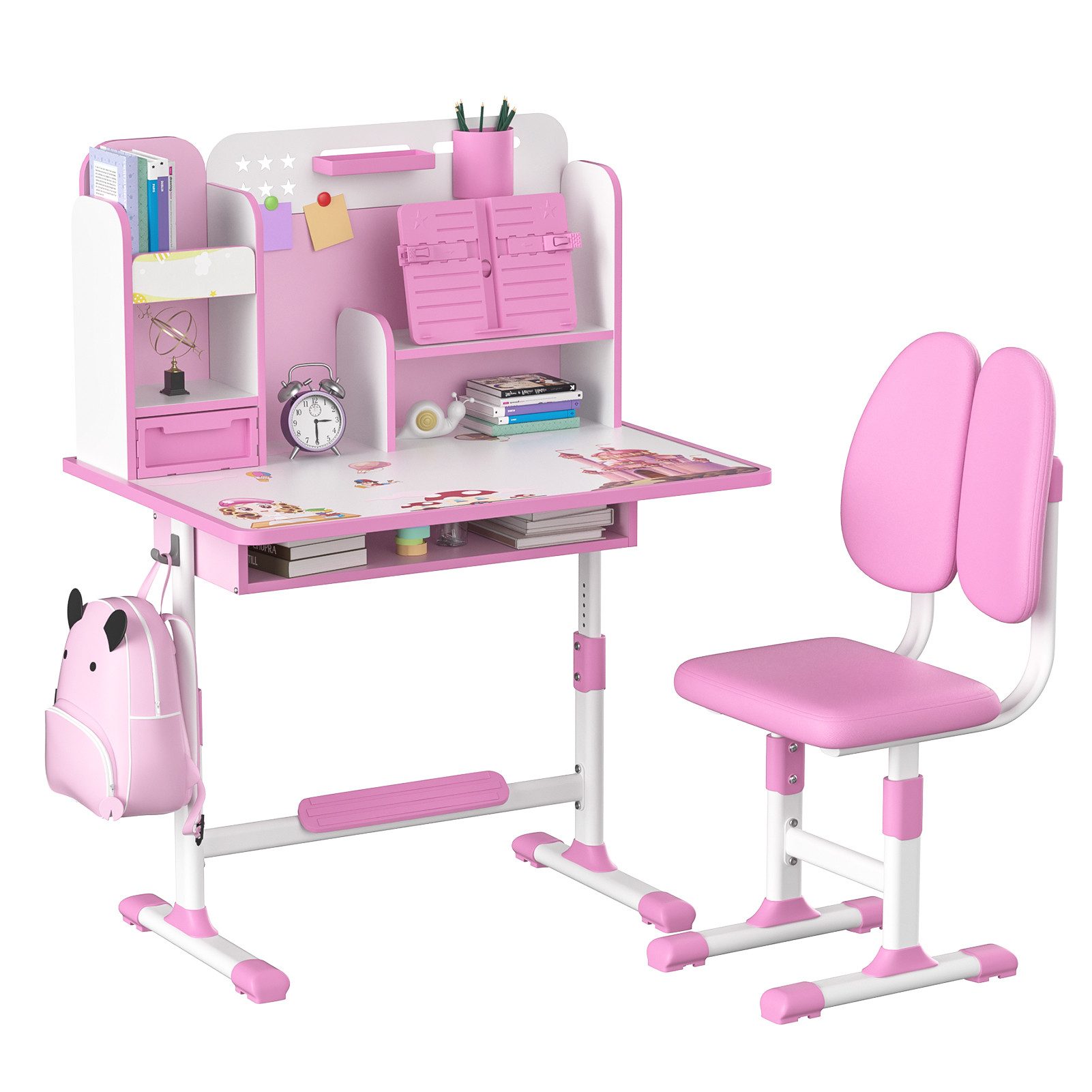 Kinderschreibtisch 2Pcs / Set Kinder Studie Schreibtisch Stuhl Set, höhenverstellbar
