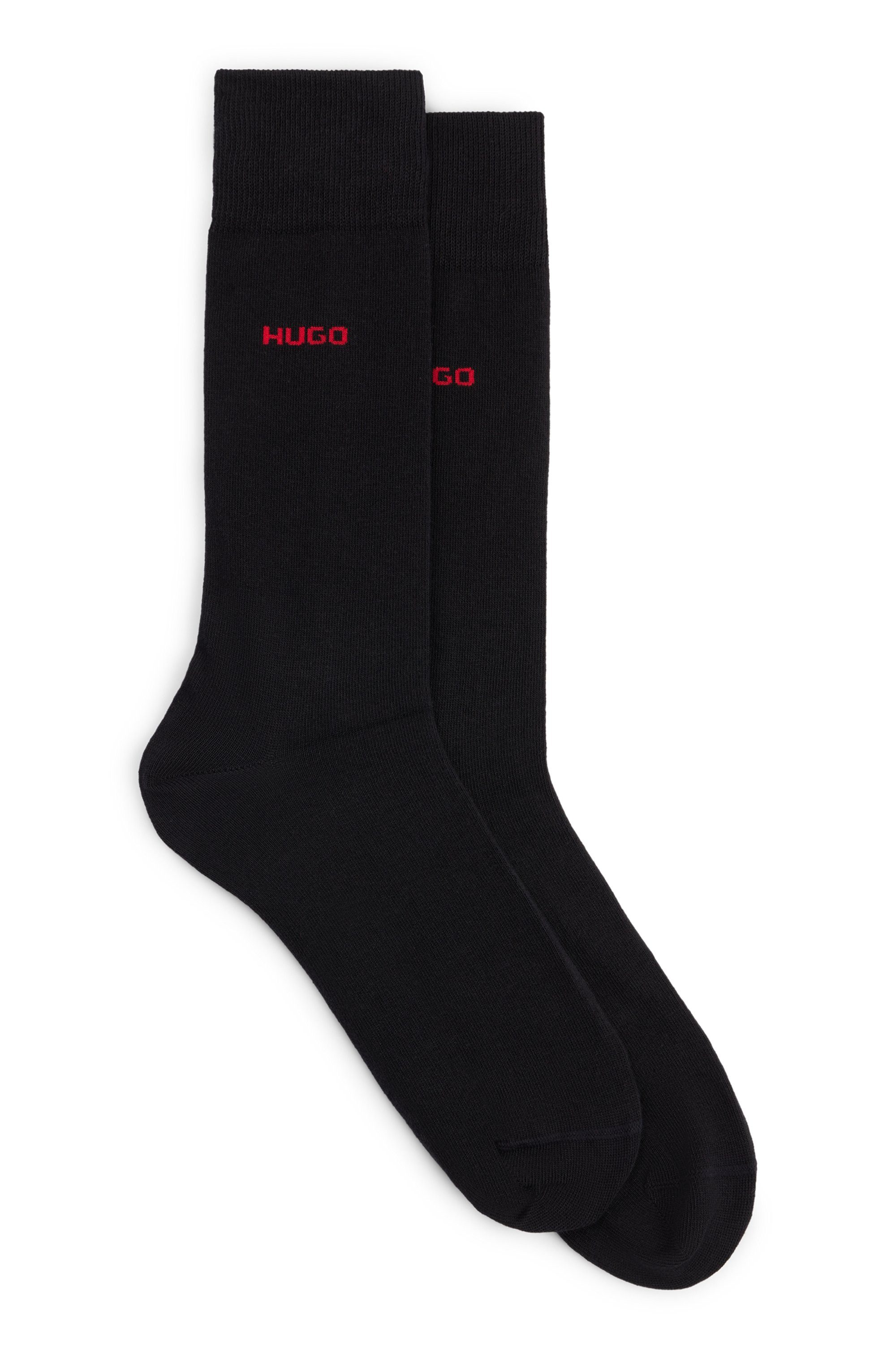 HUGO Businesssocken 2P RS UNI CC (Packung, 2-Paar, 2er Pack) mit kontrastfarbenem HUGO Logo-Schriftzug