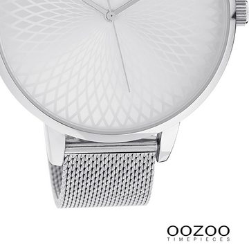 OOZOO Quarzuhr Oozoo Unisex Armbanduhr Timepieces Analog, Damen, Herrenuhr rund, extra groß (48mm) Metallarmband silber, Fashion