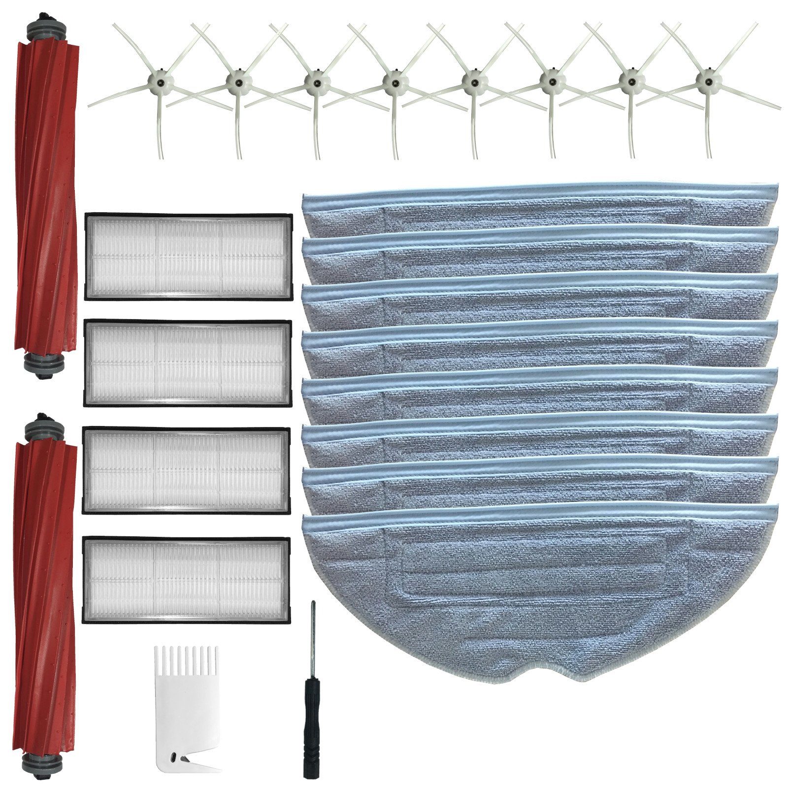 Comedes Saugroboter Zubehör-Set 24 teilig, weiß, Zubehör für Xiaomi Roborock S7 S7+ S7 Plus S7 MaxV S7 Pro S7 MaxV Ultra T7 T7S Plus Saugroboter, (Sparset, 24-tlg)