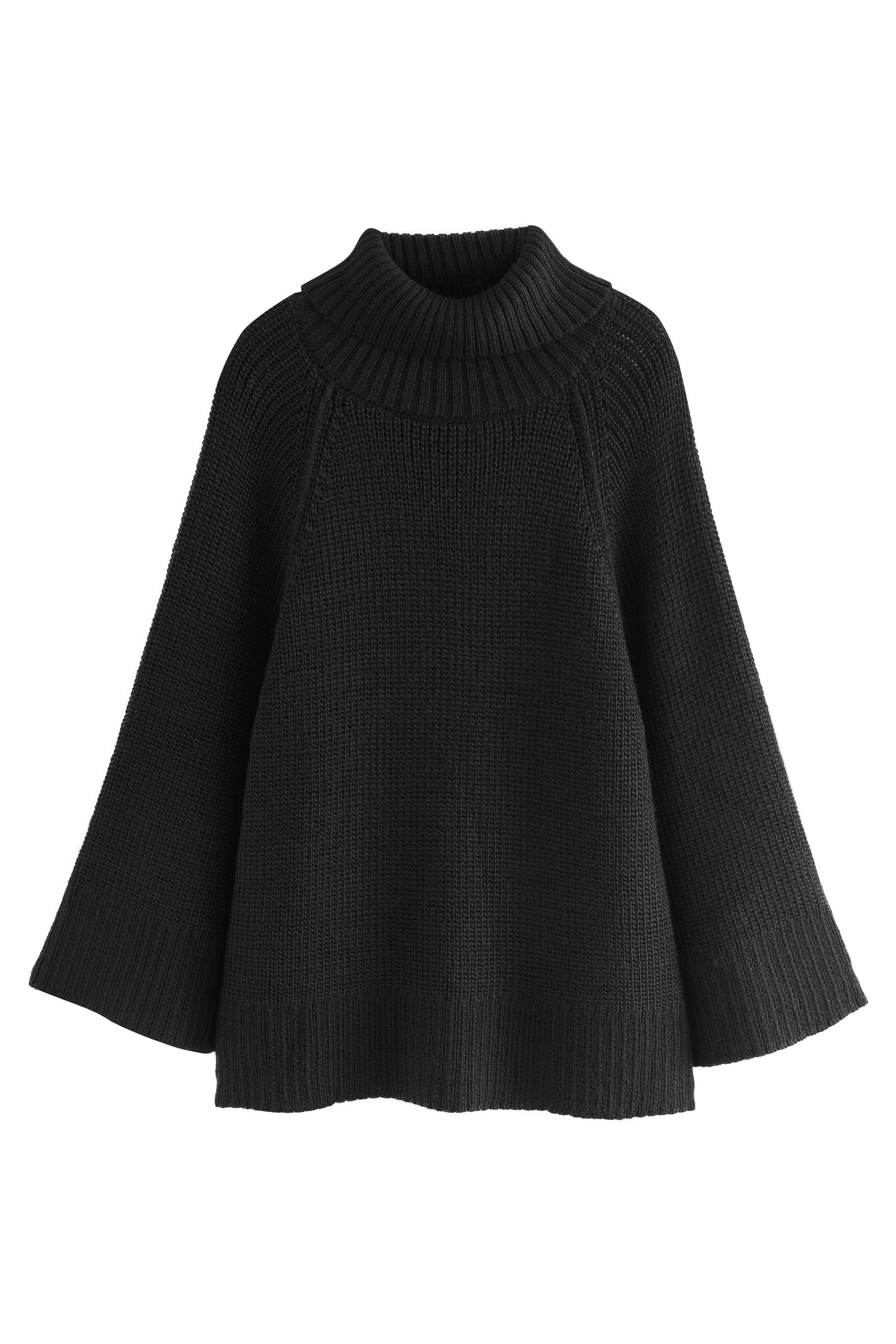 Next Strickponcho Gerippter Strickponcho mit Rollkragen (1-tlg)