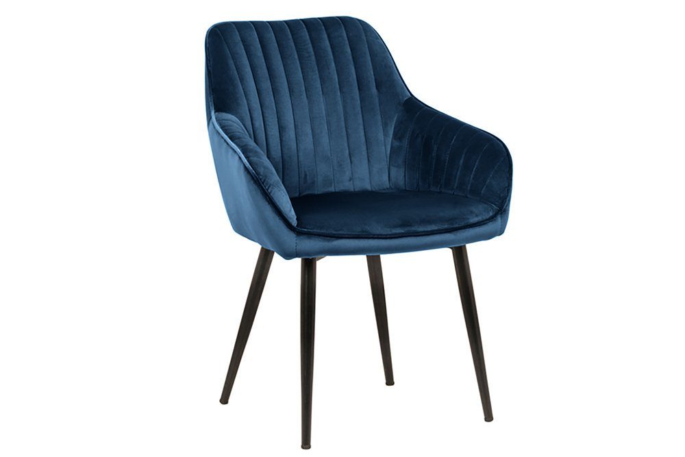 riess-ambiente Polsterstuhl TURIN königsblau / schwarz (Einzelartikel, 1 St), Esszimmer · Samt · Metall · mit Armlehne · Retro Design