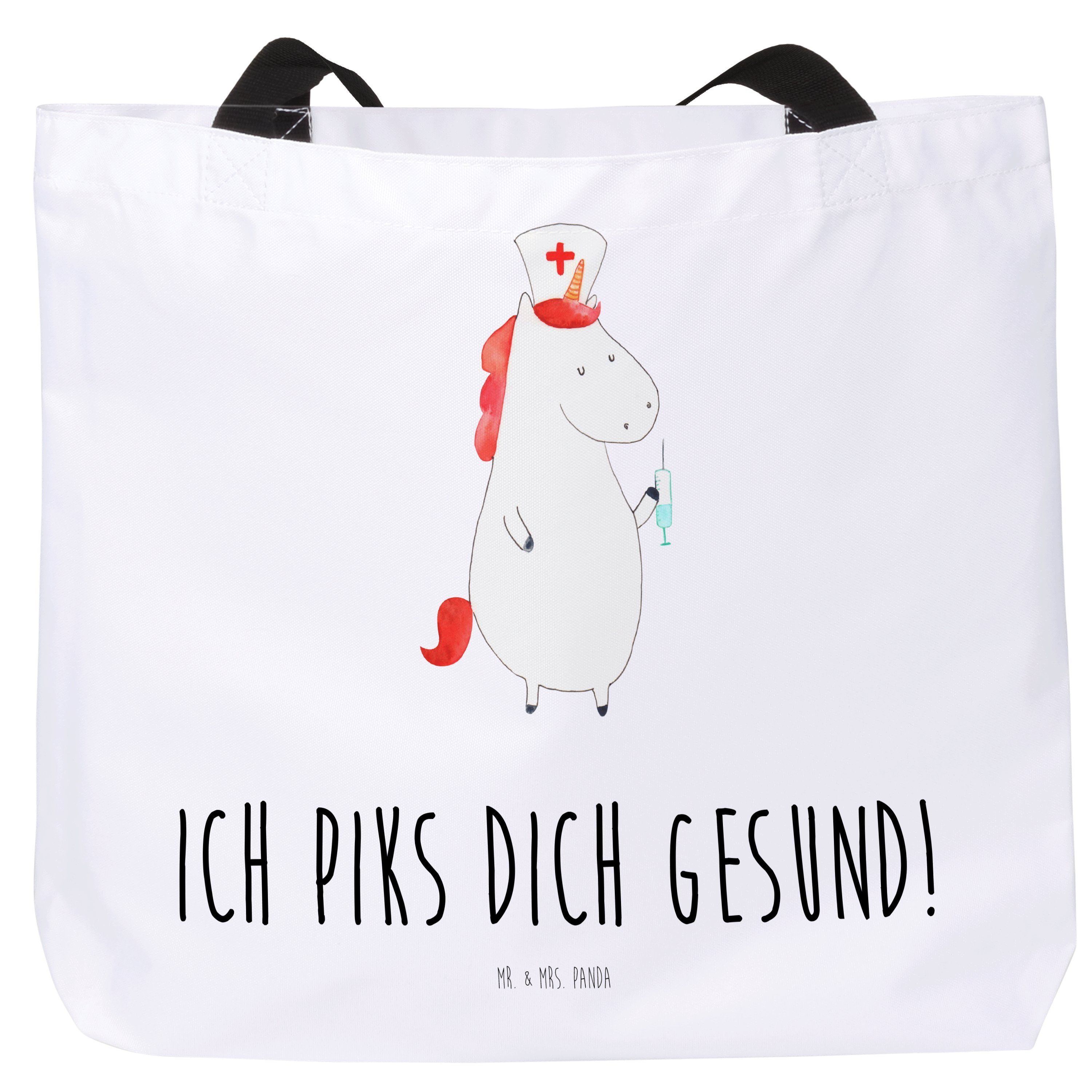 Krankenschwester (1-tlg) Weiß Geschenk, Uni - Shopper Strandtasche, & Mrs. Tasche, Mr. Panda - Einhorn