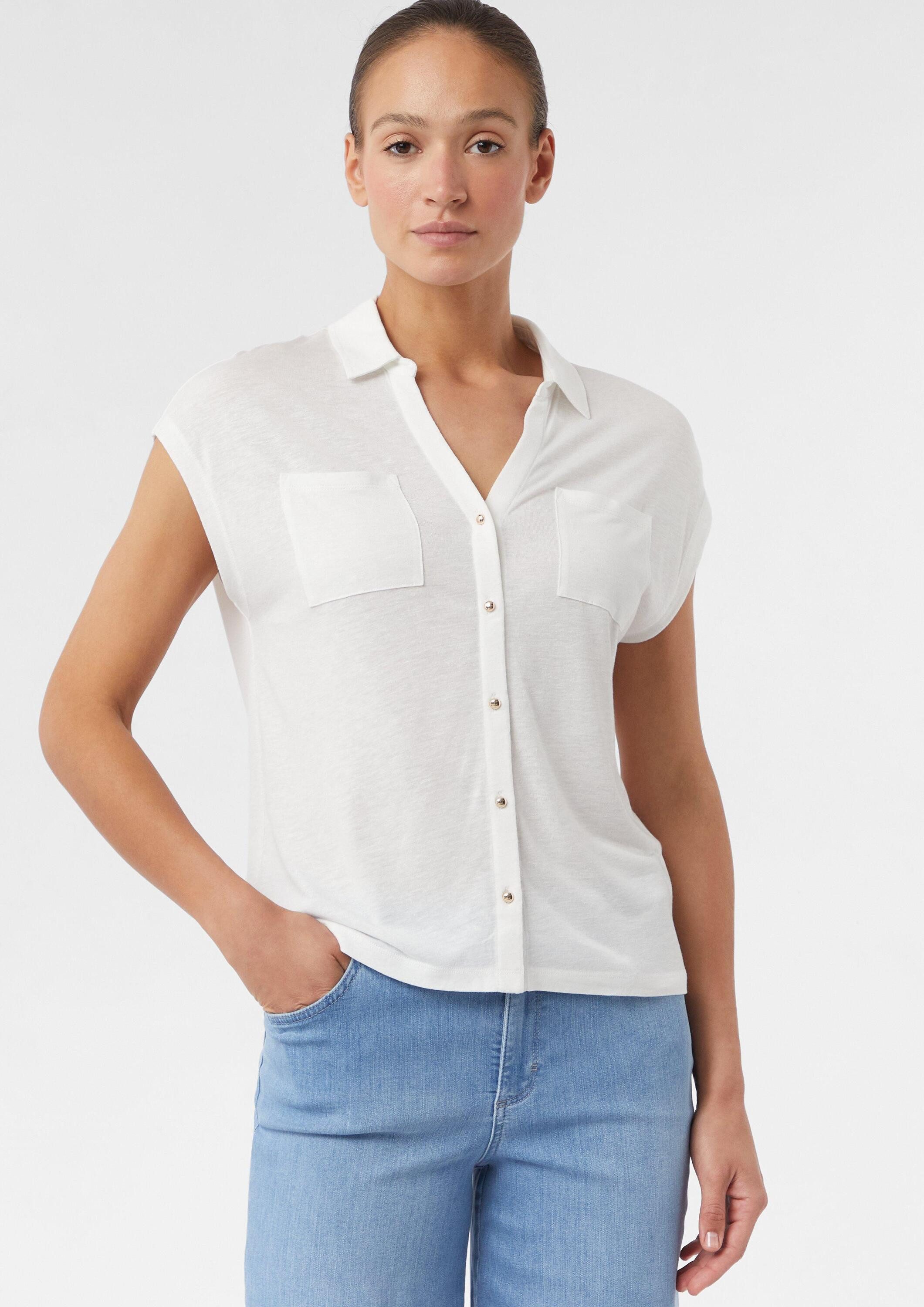 comma Kurzarmshirt T-Shirt Ärmelloses Jersey-Shirt mit aufgesetzten Taschen günstig online kaufen
