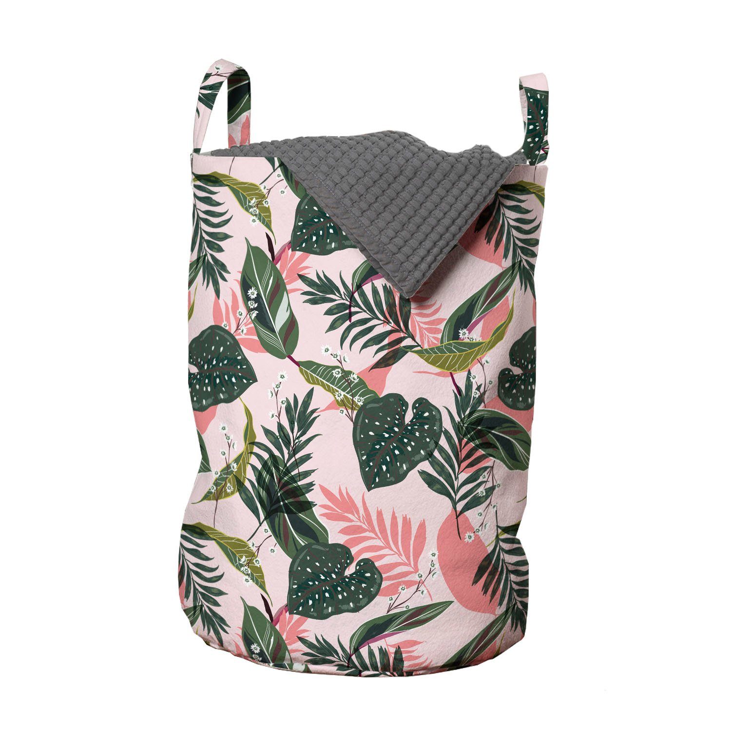 Abakuhaus Wäschesäckchen Wäschekorb mit Waschsalons, Wald Blatt für Kordelzugverschluss Griffen Dschungel-tropisches Laub