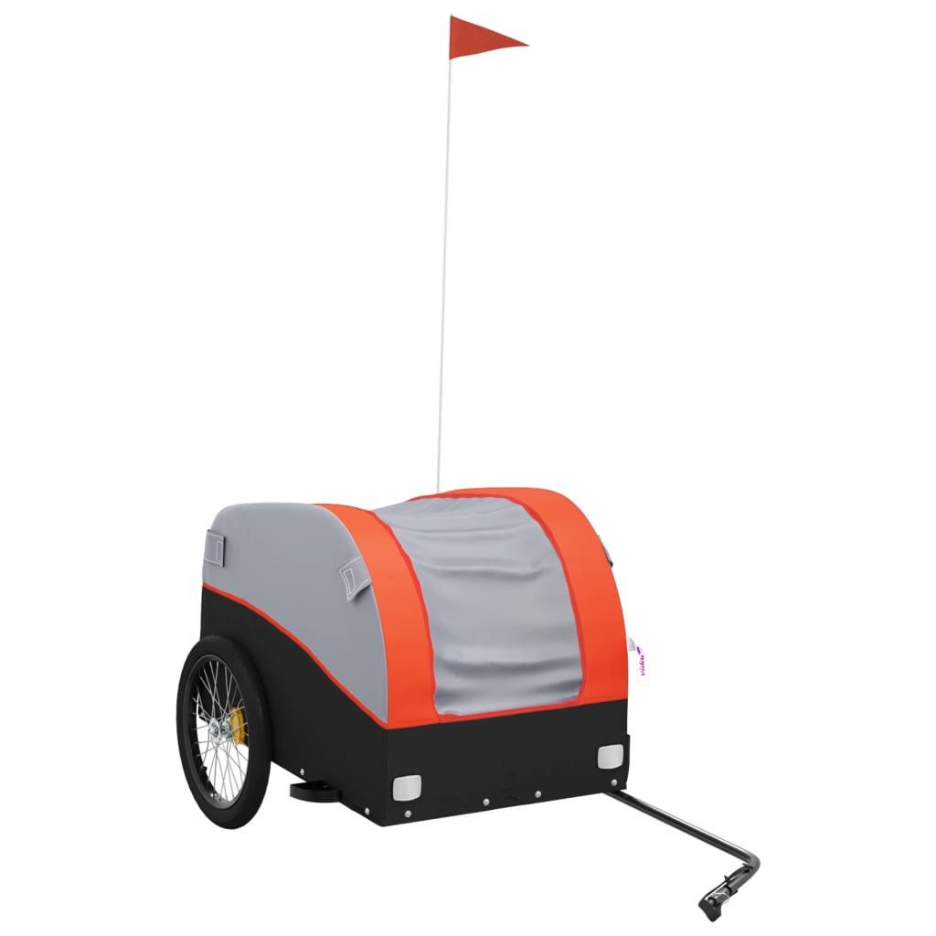 vidaXL Fahrradlastenanhänger Fahrradanhänger Schwarz und Orange 45 kg Eisen