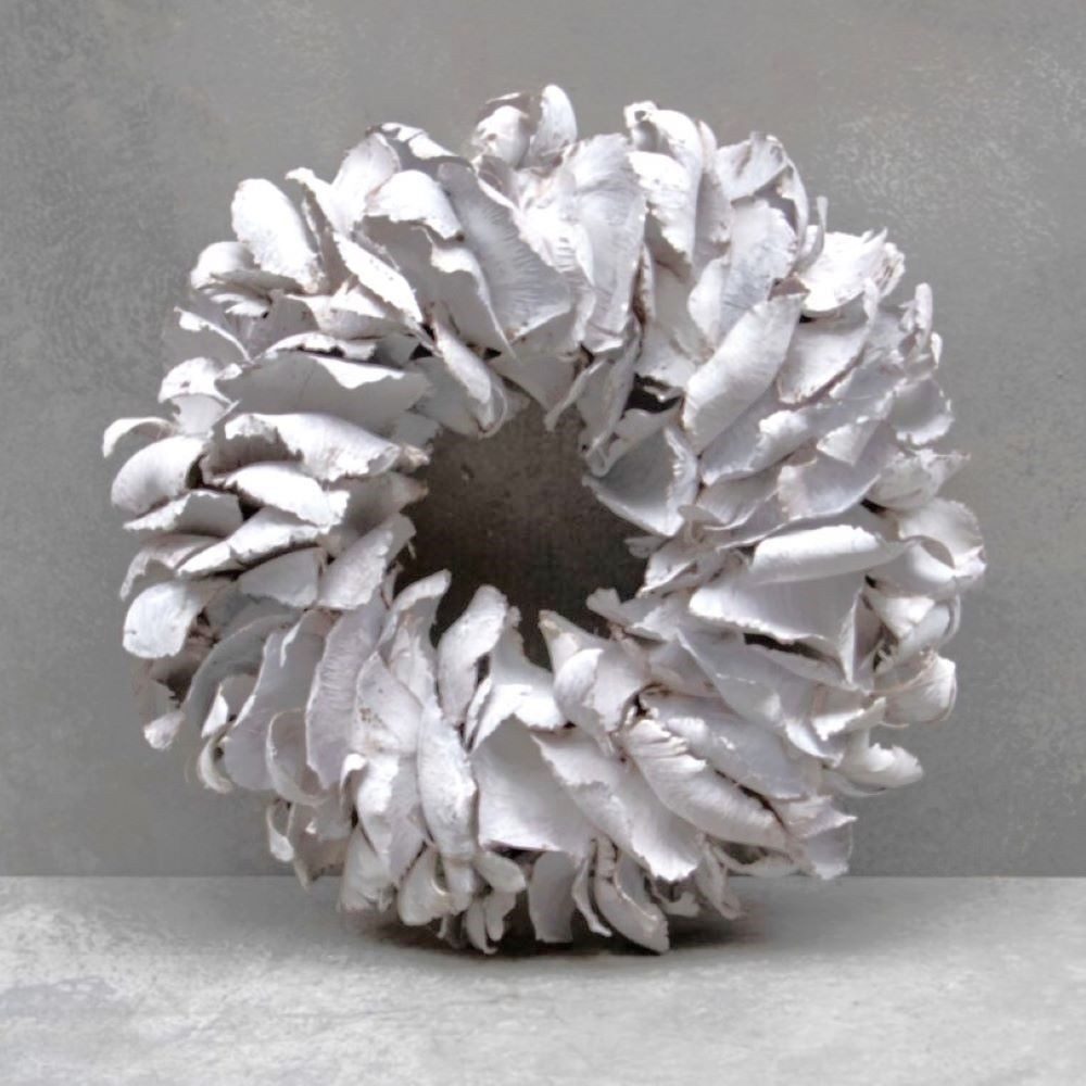 Couronne Dekokranz Deko Kranz Palmblatt Natur Landhausstil Weiß 40 cm, Wand günstig online kaufen