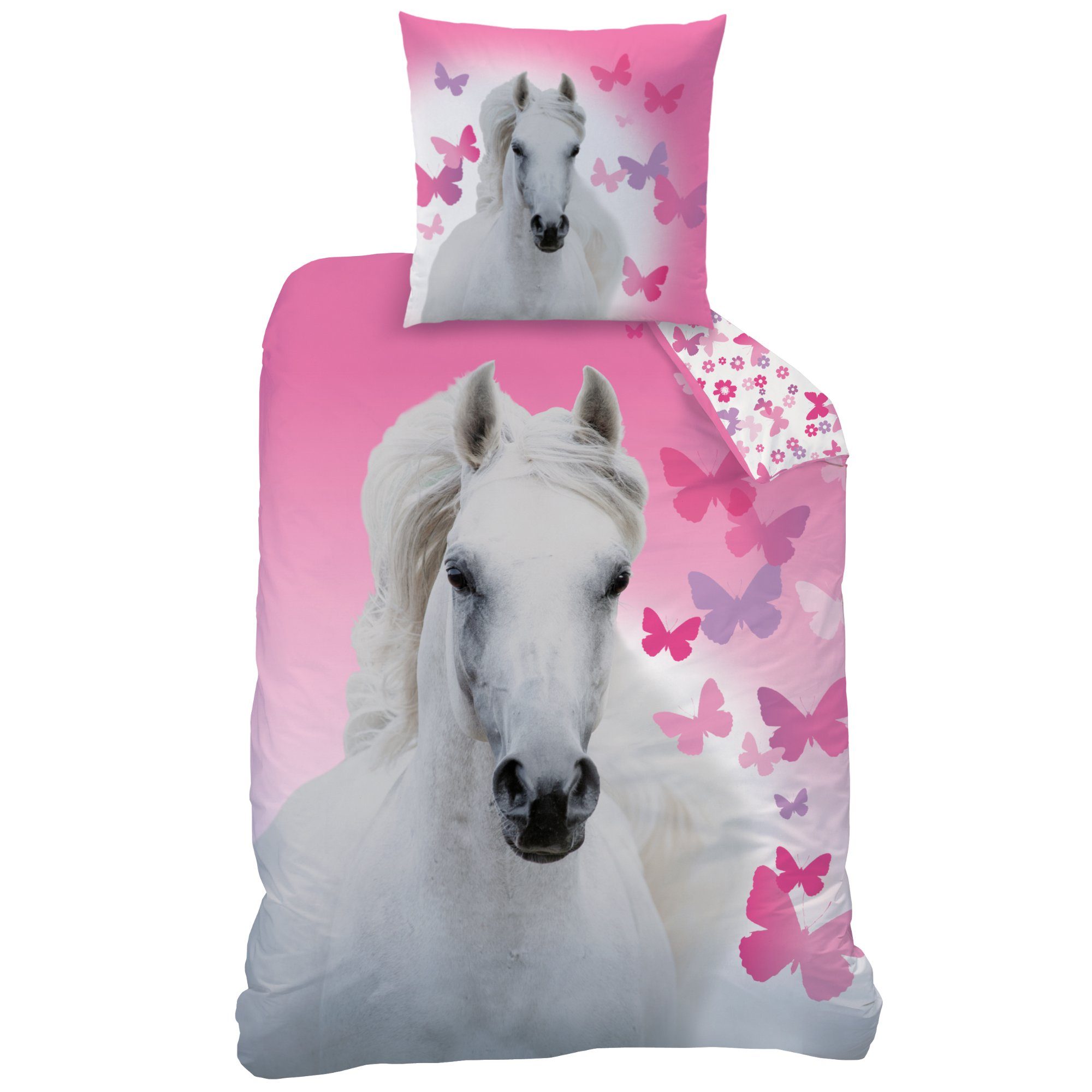 MTOnlinehandel Bettwäsche Kinderbettwäsche Pferde 135x200 + günstig online kaufen