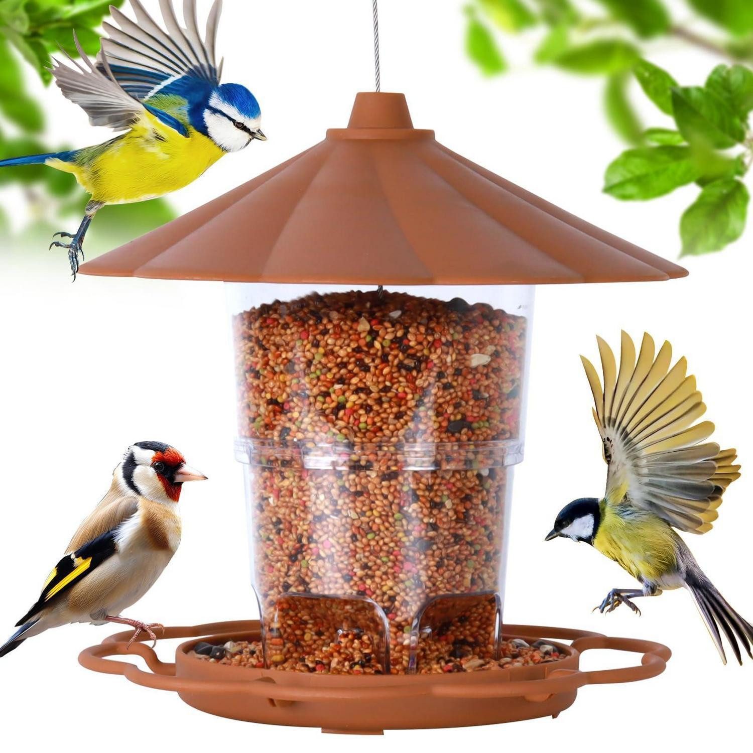 LuxusKollektion Futterhaus Vogelfutterspender Hängend Braun 820ml Faltbar