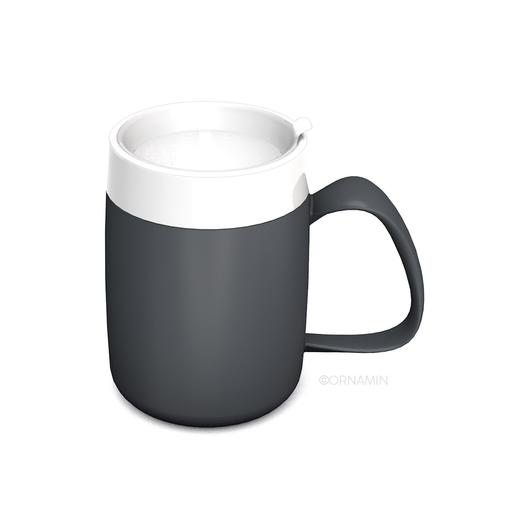 Ornamin Schnabelbecher Becher mit Trink-Trick mit Schnabelaufsatz/Trinkaufsatz, 2-tlg., Kunststoff, Trinkhilfe l Alltagshilfe l Schnabeltasse l Made in Germany