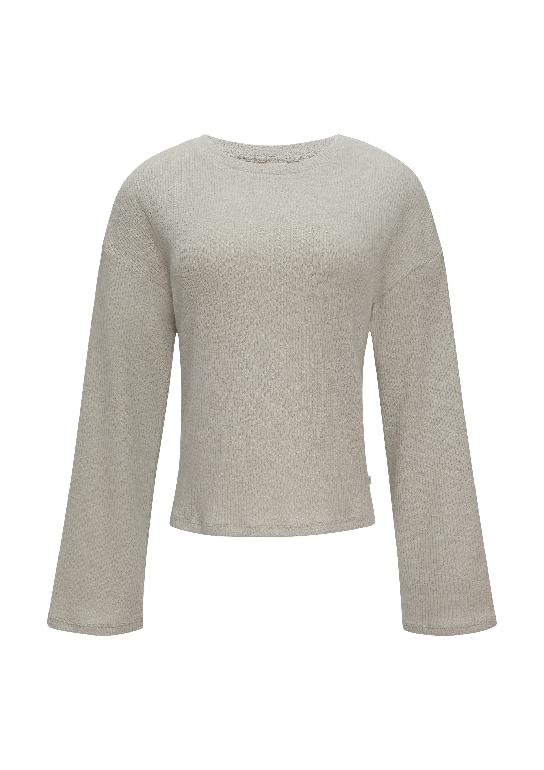 QS Langarmshirt T-Shirt Flauschiges Rippshirt in melierter Optik günstig online kaufen