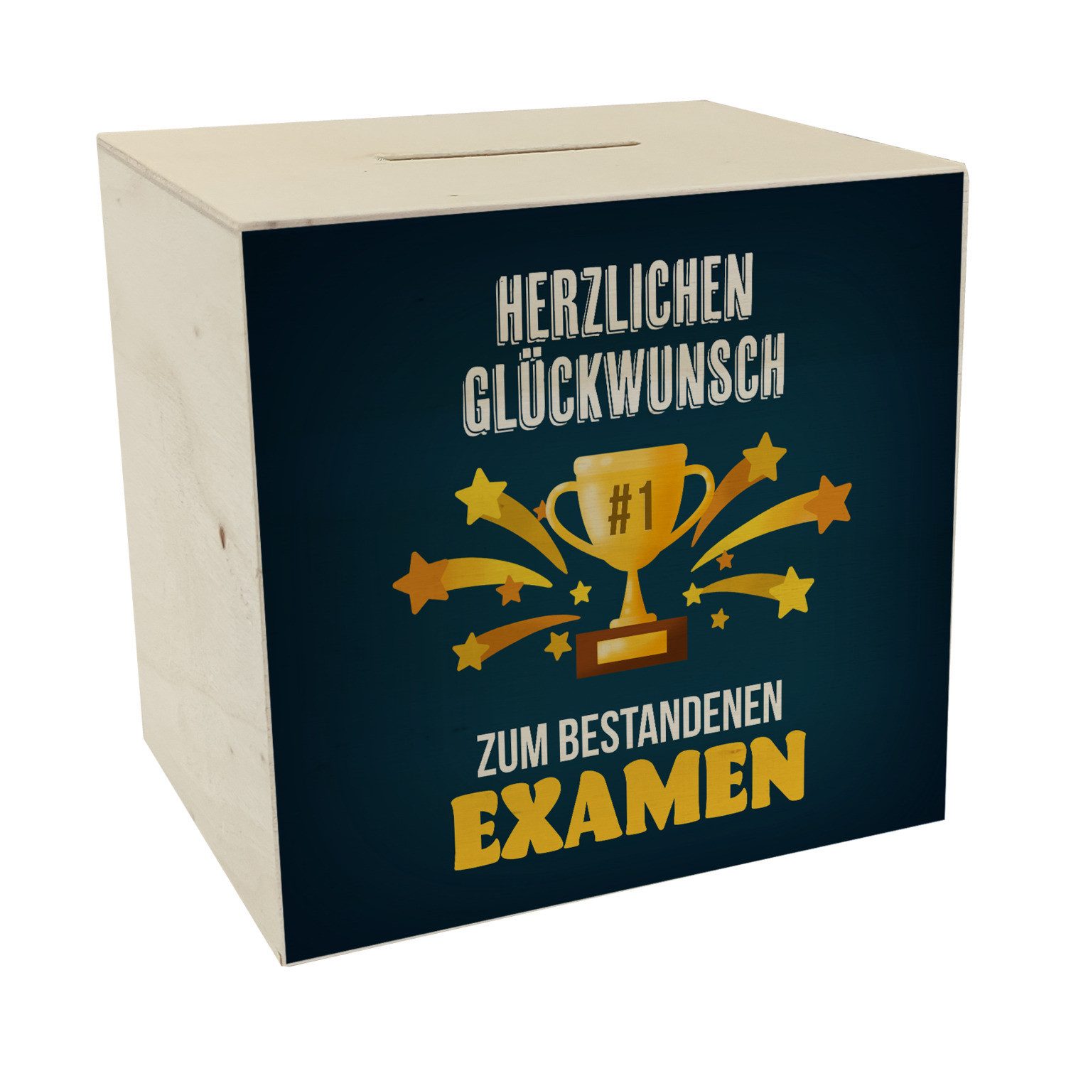 Spardose Herzlichen Glückwunsch Spardose aus Holz mit Spruch zum erfolgreichen