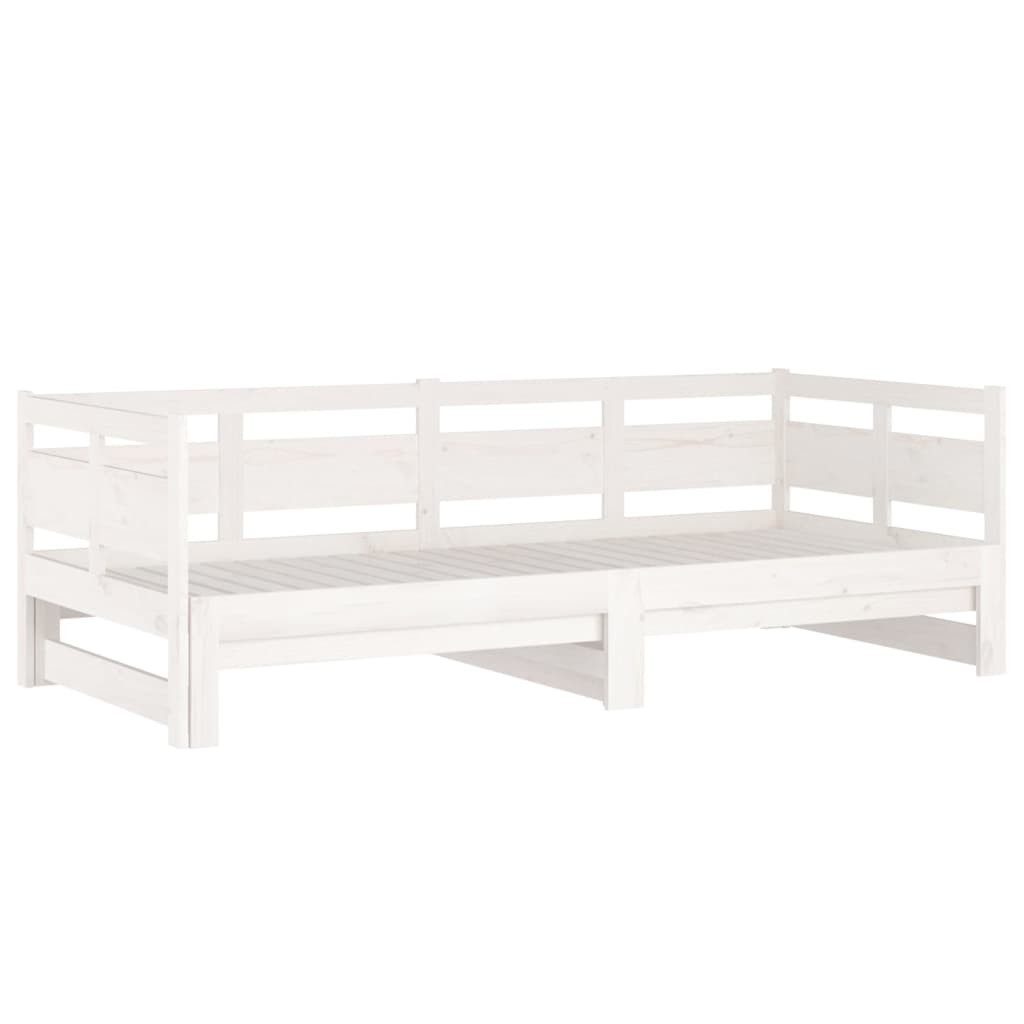 vidaXL Gästebett 90 x 200 cm Tagesbett Gästebett Ausziehbar Weiß Massivholz Kiefer 2x90