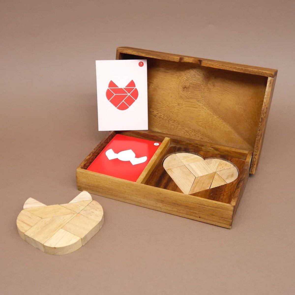 ROMBOL Denkspiele Spiel Вариантыn des Tangram für 2 Personen aus Holz, Legespiel, Holzspiel