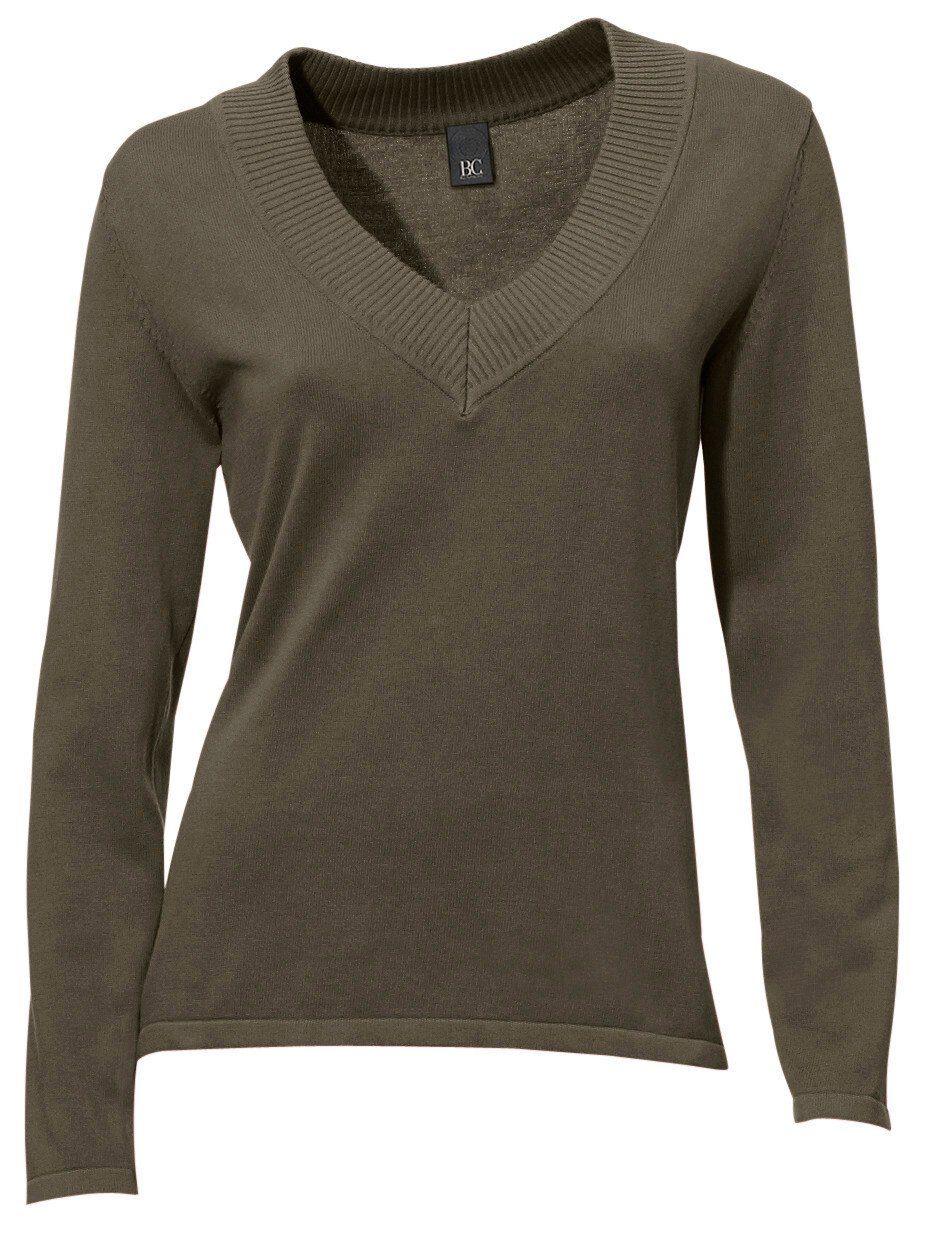 heine Strickpullover V-Pullover Langarm Feinstrick