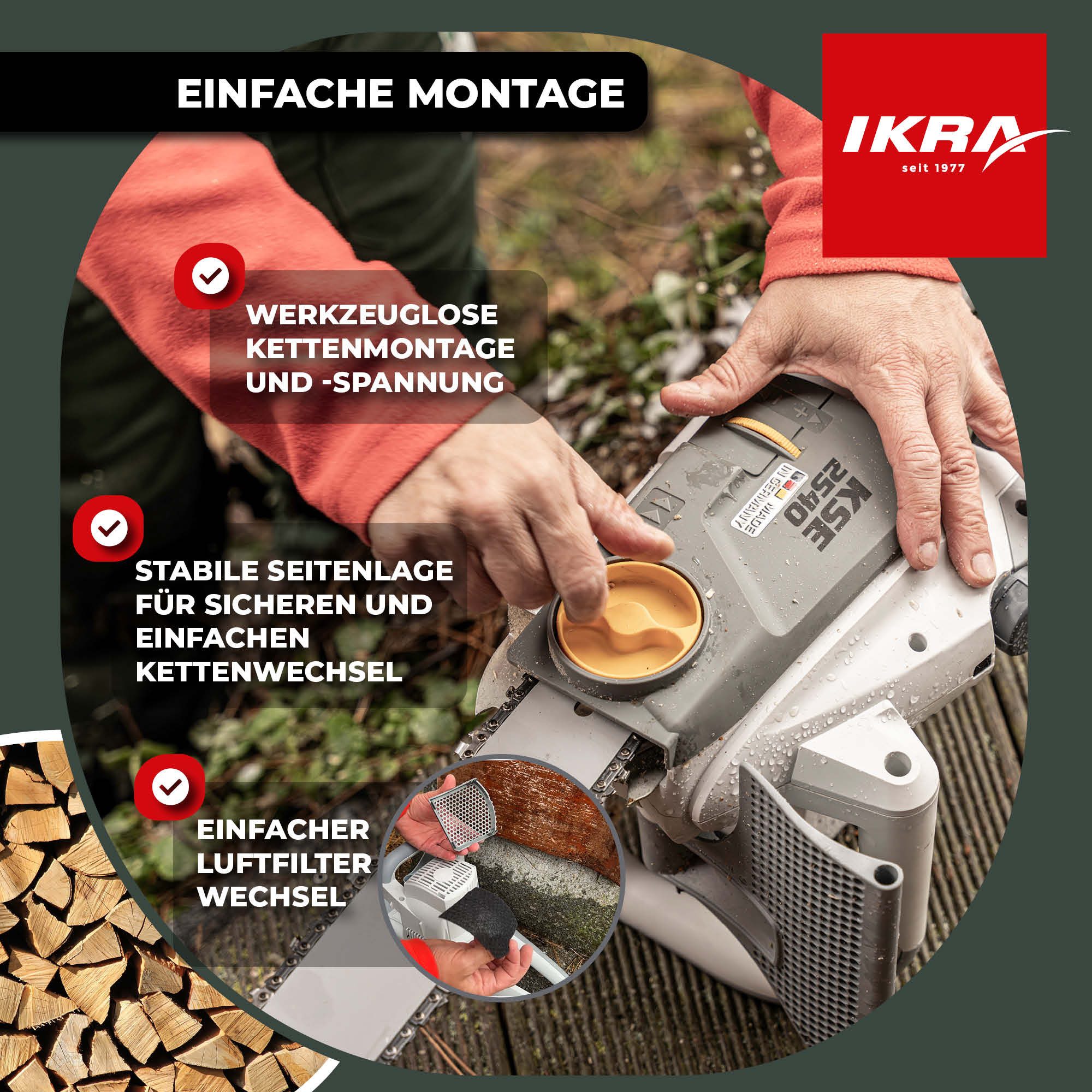 ikra GmbH Elektro-Kettensäge KSE 2540, 40 cm Schwertlänge, Deutsche Ingenieurskunst – Bild 5 von 5