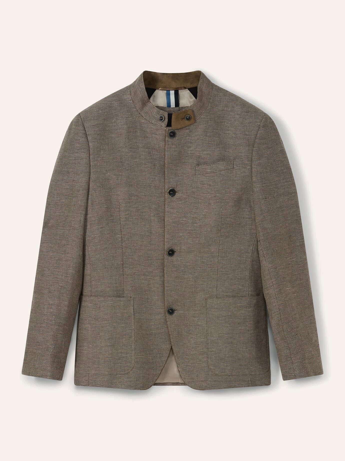 Walbusch Janker Herren Reiseleinen-Janker Comfort fit Stehkragen, modern, knitterarm, Kurzgröße – Bild 2 von 4