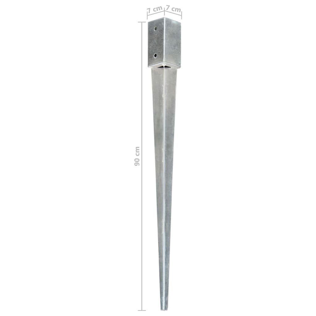 vidaXL Einschlagbodenhülse Erdspieße Silbern Verzinkter Stahl 6 Stk 7790 cm