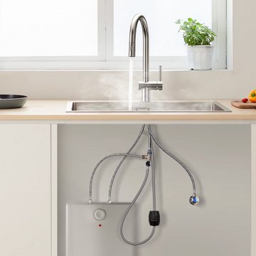 CECIPA Küchenarmatur Niederdruck-Küchenarmatur mit 2 Wasserabgabemodi, Schwarz/Gebürstet