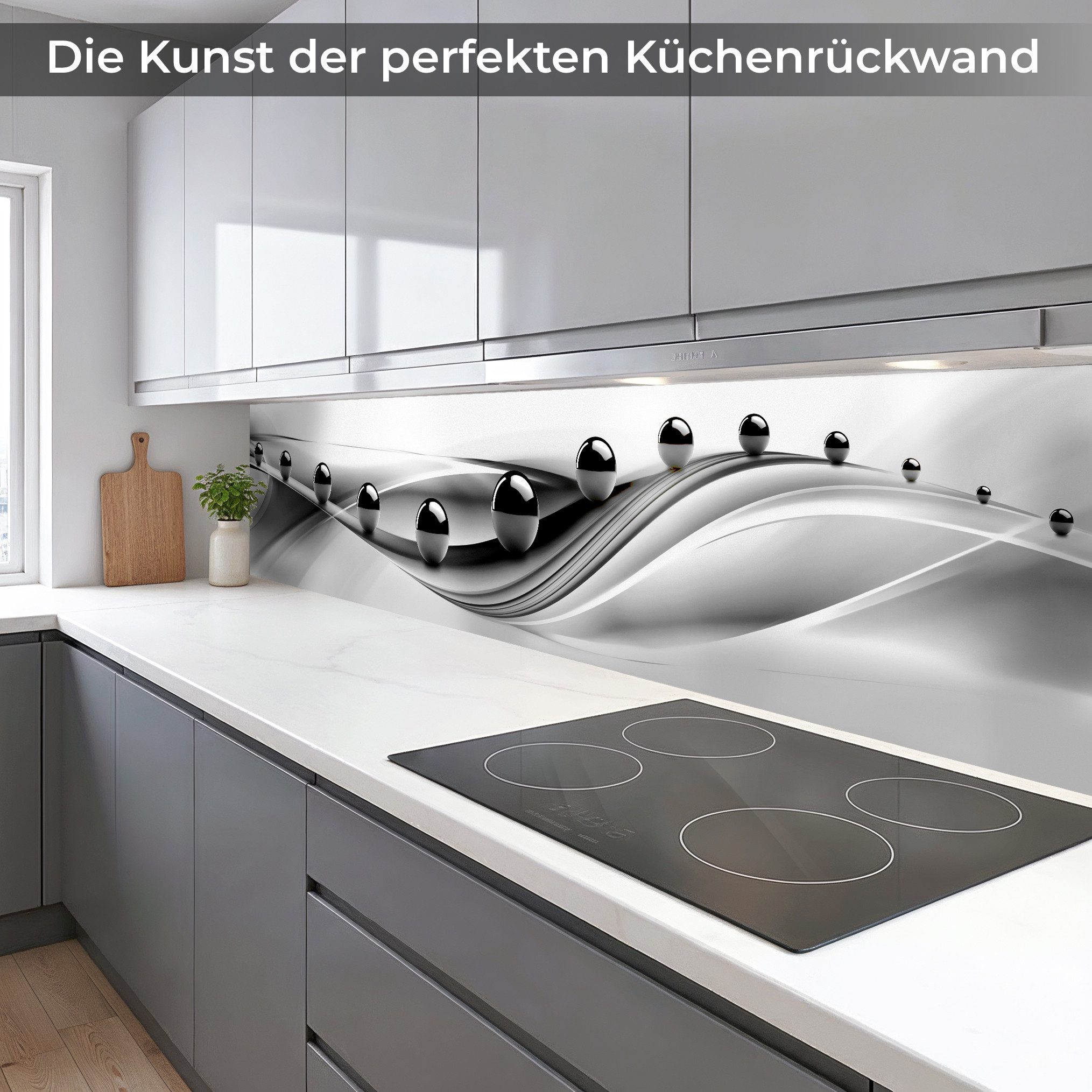 Rodnik Küchenrückwand Schwarze Kugeln, monolithische ABS-Platte mit Direktdruck, formstabil und langlebig