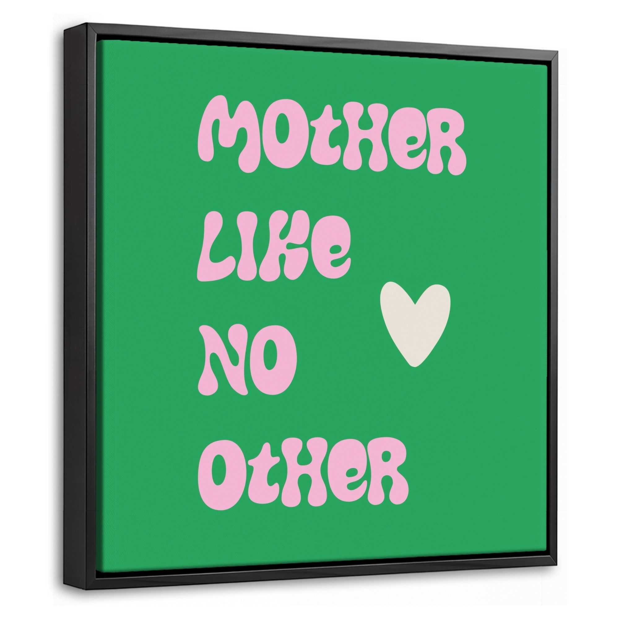 OneMillionCanvasses® Leinwandbild mit Rahmen - Text - Herz - Mutter - Grün, Fotodruck (1 St), Leinwand Bilder Klein, Wand Dekoration Aesthetic 20x20cm