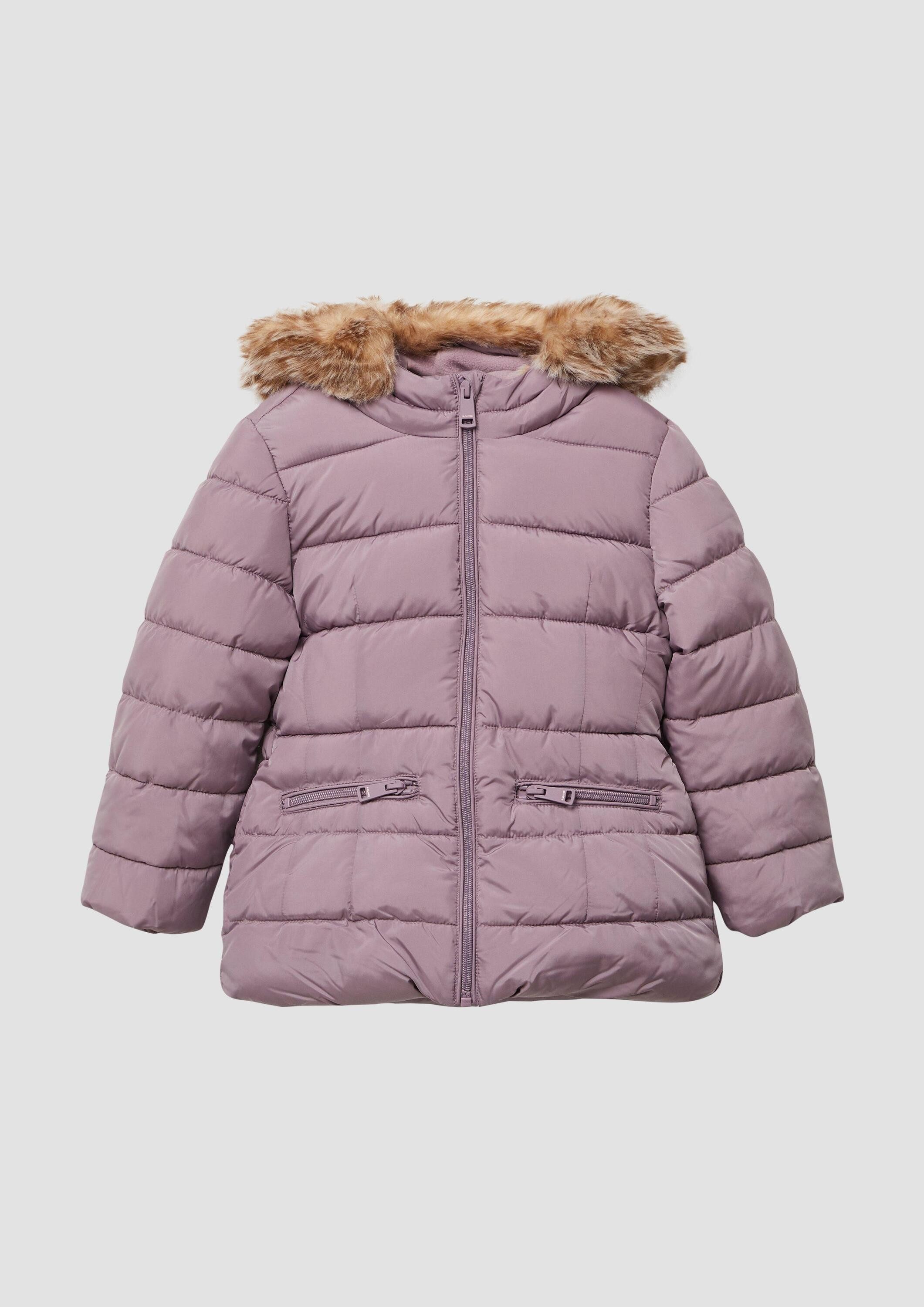 s.Oliver Winterjacke Outdoor-Jacke Steppjacke mit Kapuze und Fleece-Futter