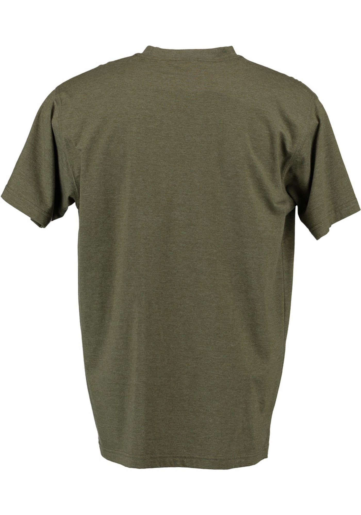 Kurzarmshirt T-Shirt Hirsch-Druck Tofavu auf oliv dem Vorderteil mit Herren OS-Trachten