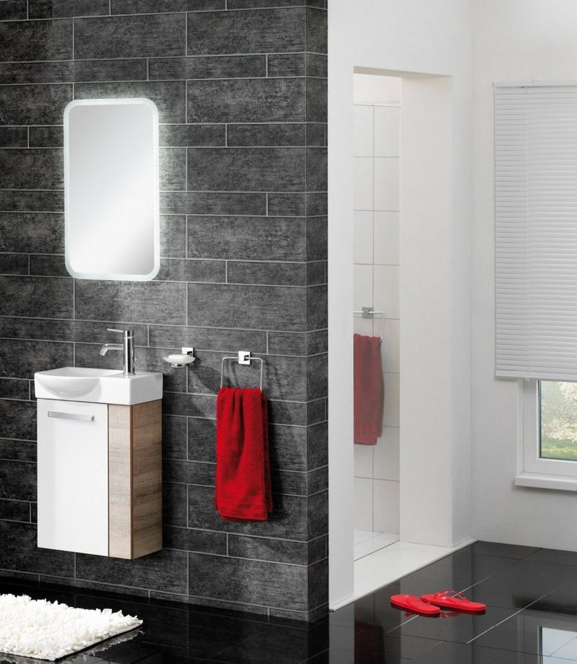 Thumbnail - FACKELMANN Waschbecken SBC A-VERO Gäste WC Set 3-teilig 45 cm, Braun hell