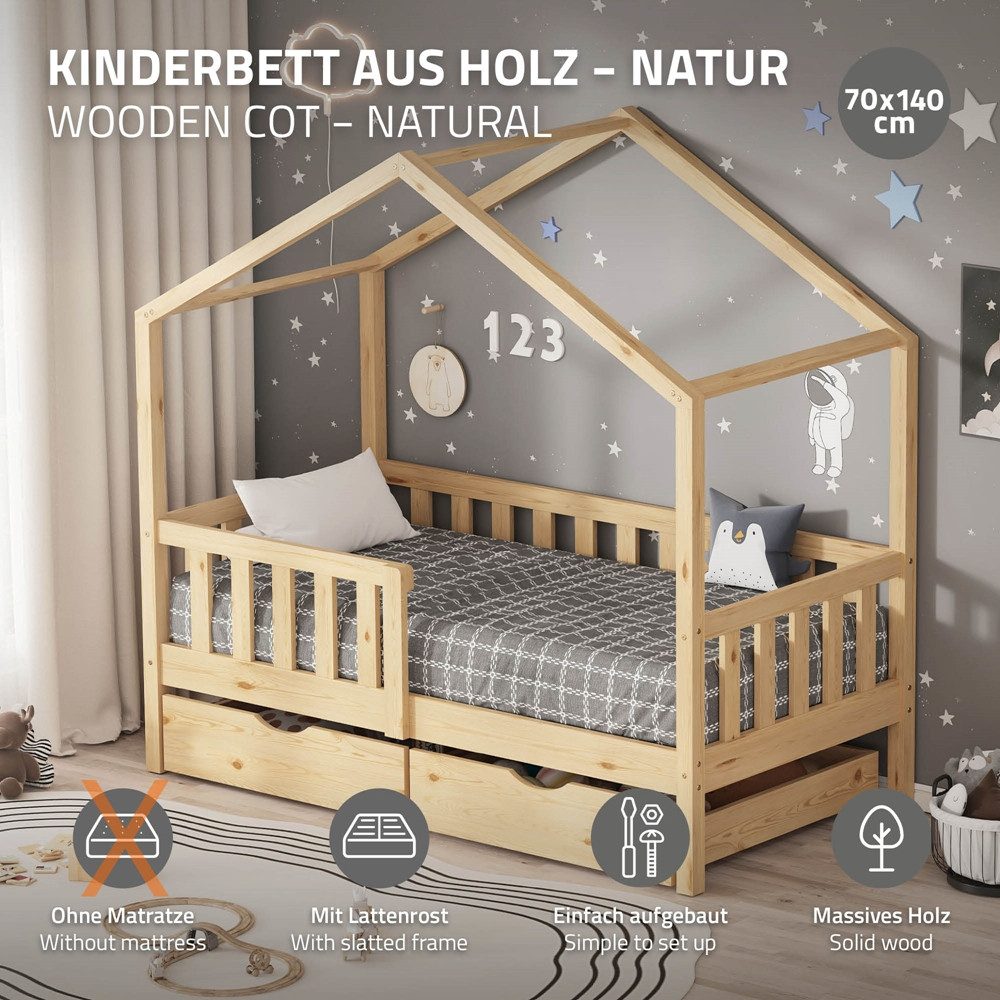 ML-DESIGN Spielbett Hausbett Kinderbett inkl. 2 günstig online kaufen