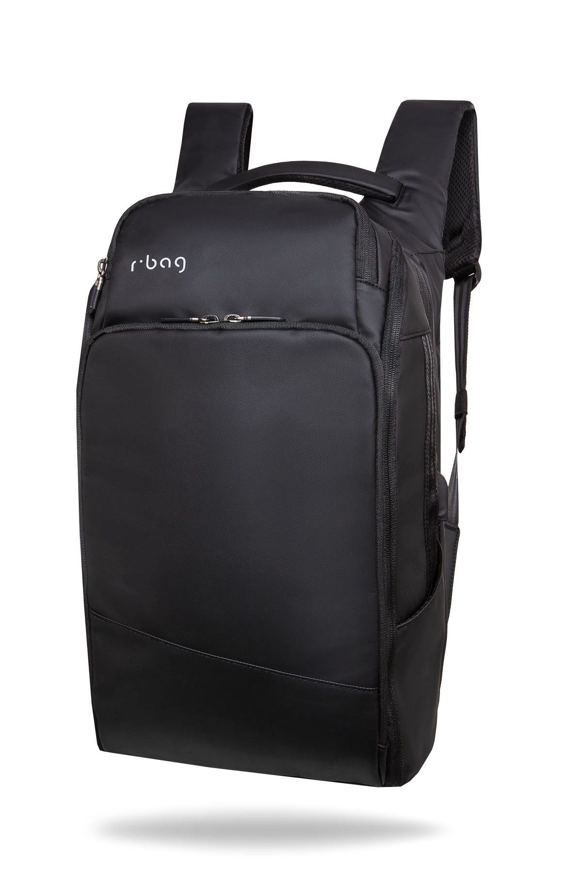 r-bag Schulranzen Anti-Diebstahl Rucksack FORGE Schwarz (1 Stück), Diebstahlsicher, USB-Eingang, Kofferhalterung