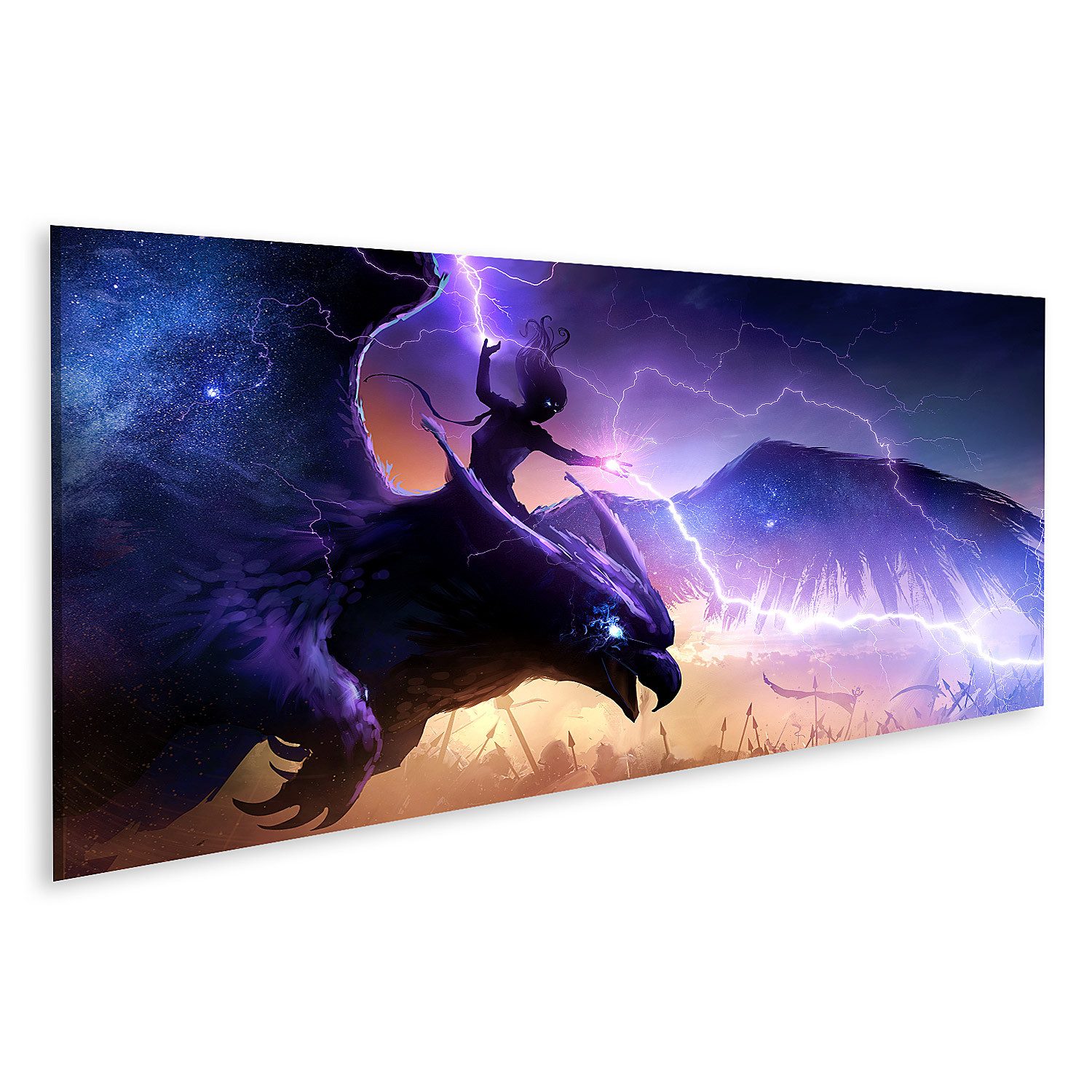 islandburner Leinwandbild Fantasy Schöne Zauberin Reitet Riesige Eule Bilder