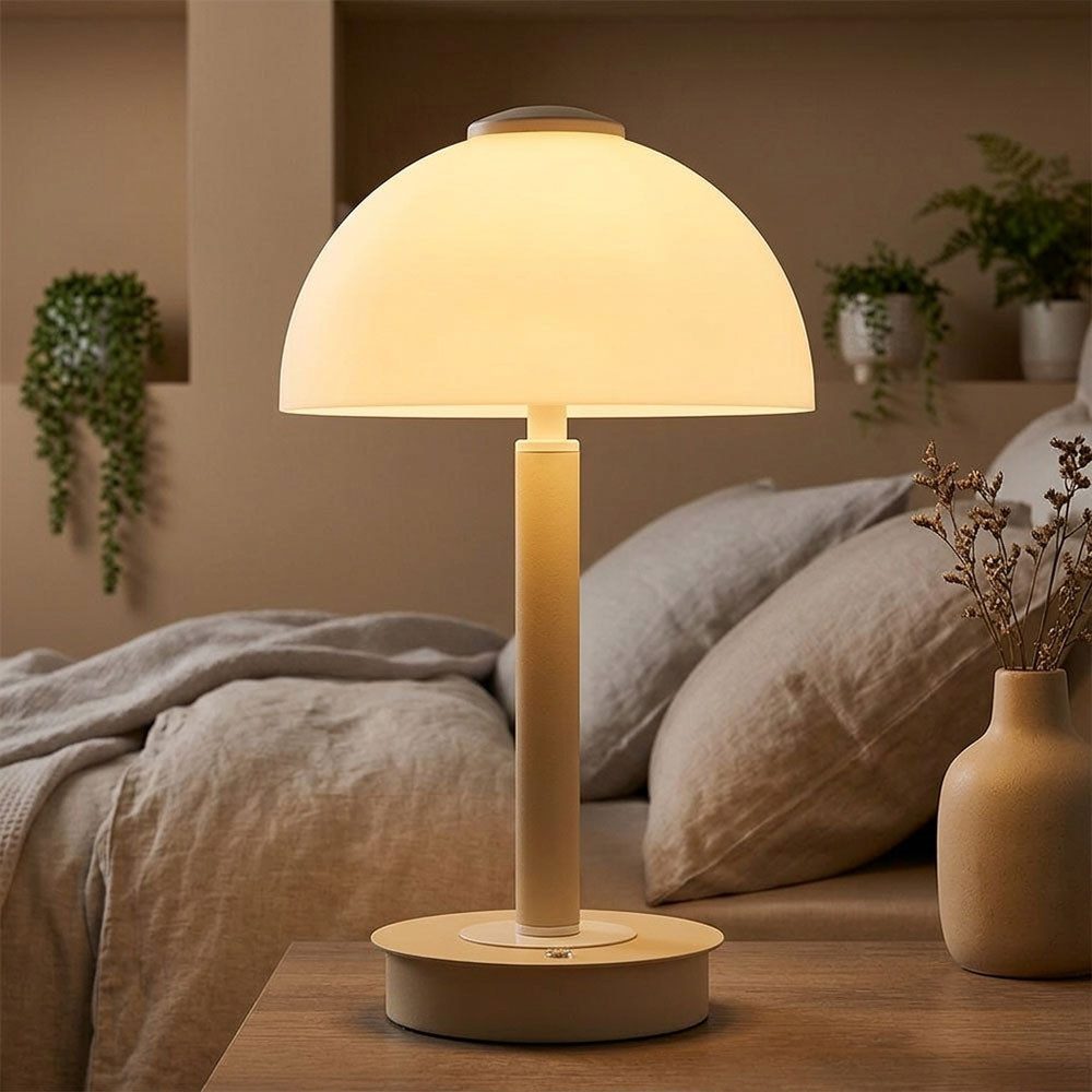 GLOBO LIGHTING LED Tischleuchte, LED-Leuchtmittel fest verbaut, Warmweiß, Tischleuchte LED Pilzlampe Sand Touchdimmer Dimmbar H 31,5 cm
