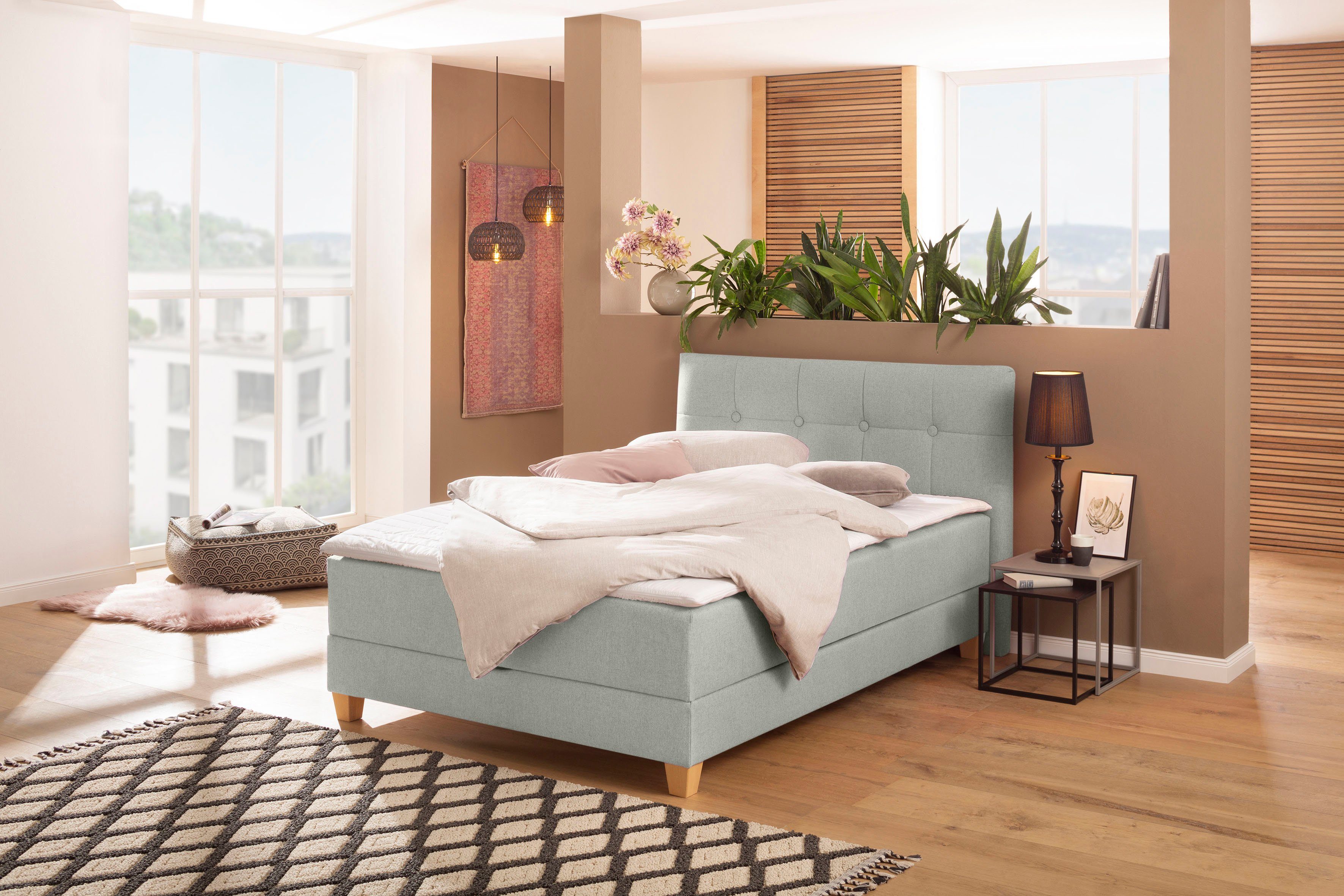 Home affaire Boxbett Lonrai, in H2,H3 & H4 und XXL - Überlänge 220cm wählbar, inkl. Topper