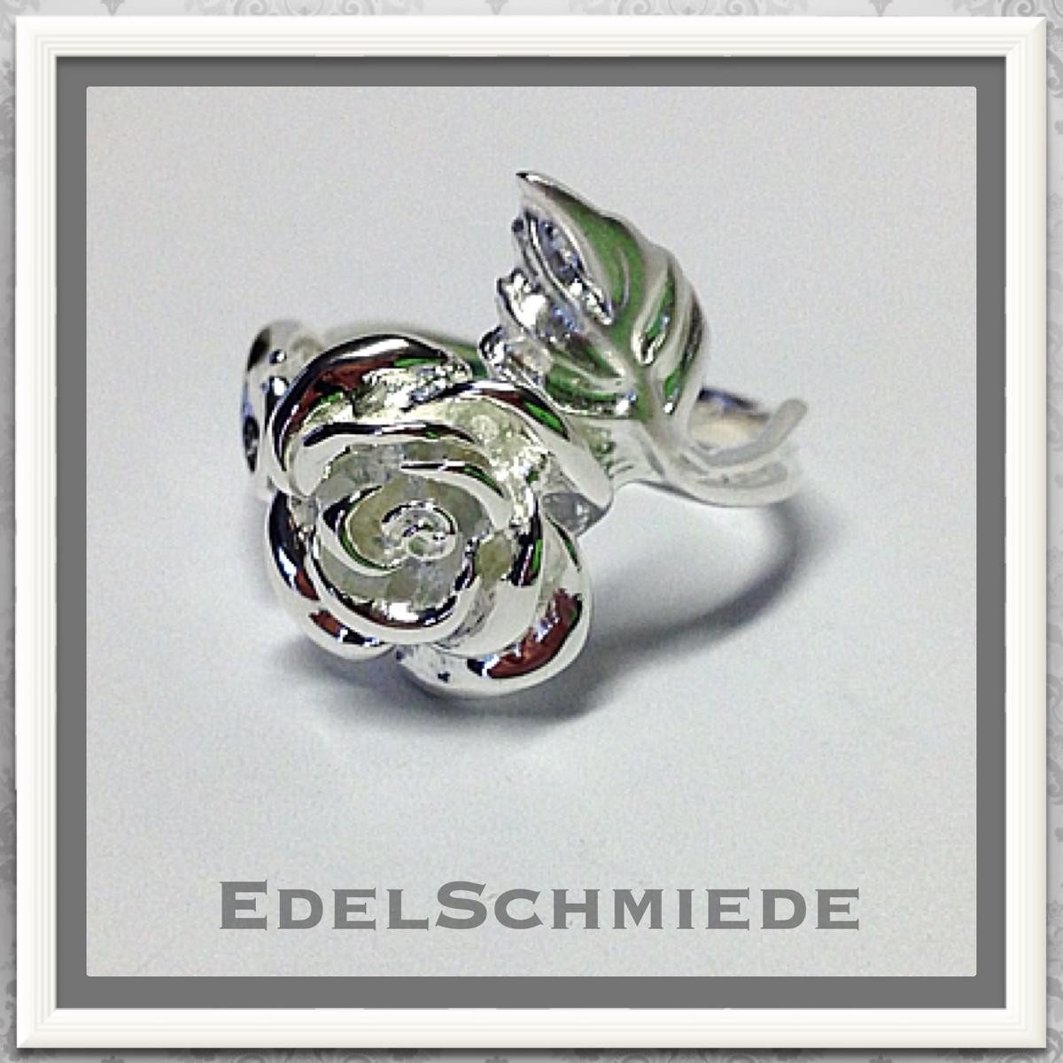 Silberring Edelschmiede925 Rosenring in 925 Silber - poliert - Ringgröße 56