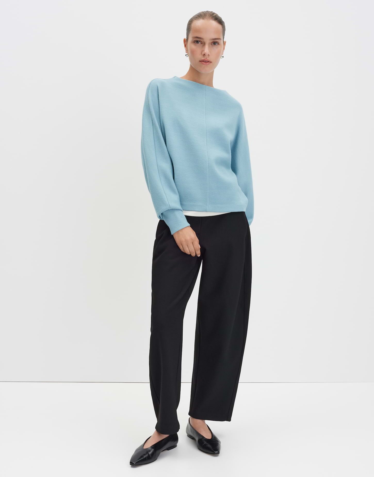 someday Sweatshirt UTIBBY DETAIL Loose aus weichem Viskose Mix Leicht transparentes Sweatshirt mit Funnel Neck