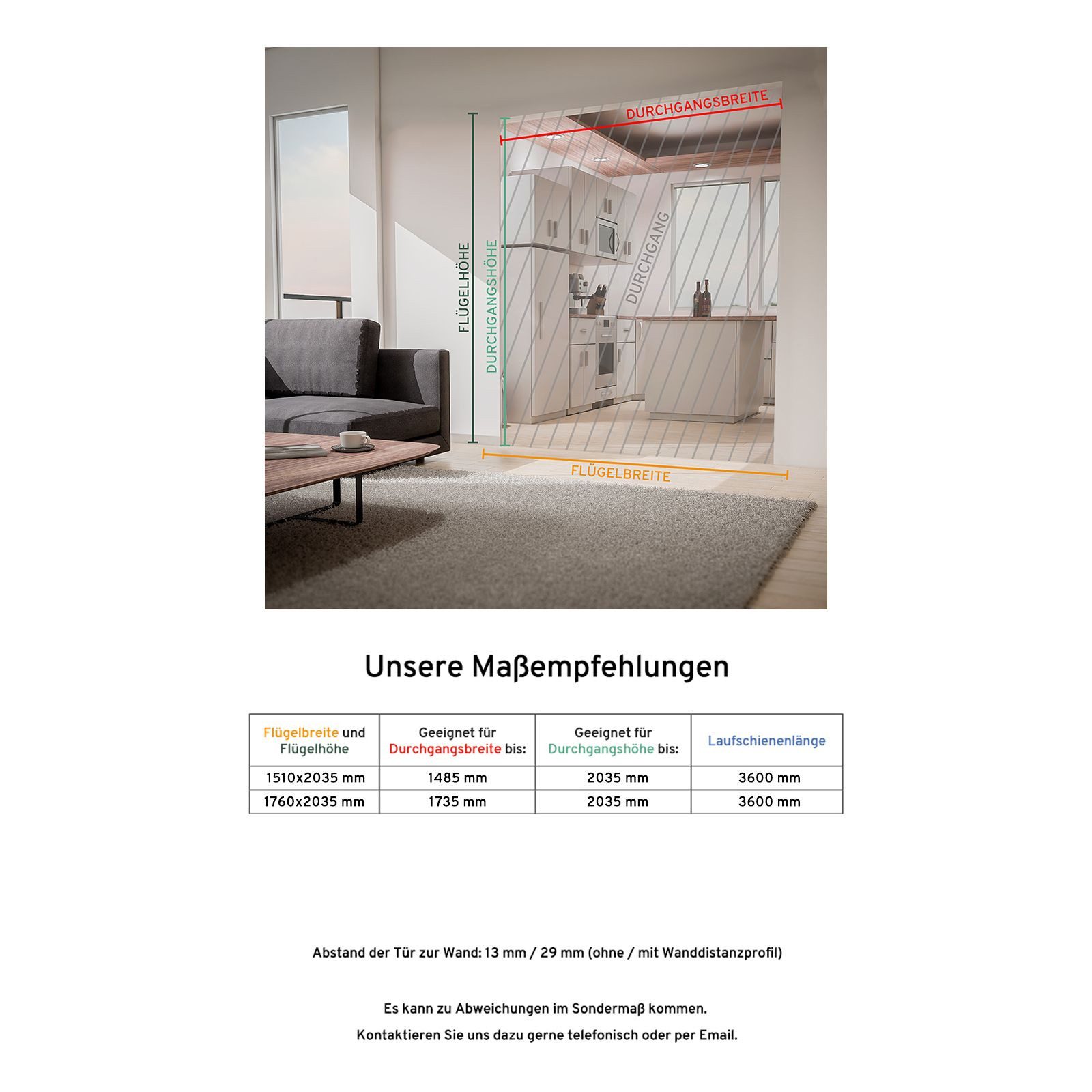 inova wohnen Doppelschiebetür Holz Wildeiche Größenauswahl (Komplett Set, inkl. Schienensystem und Griff), Komplett Set mit Schienensystem