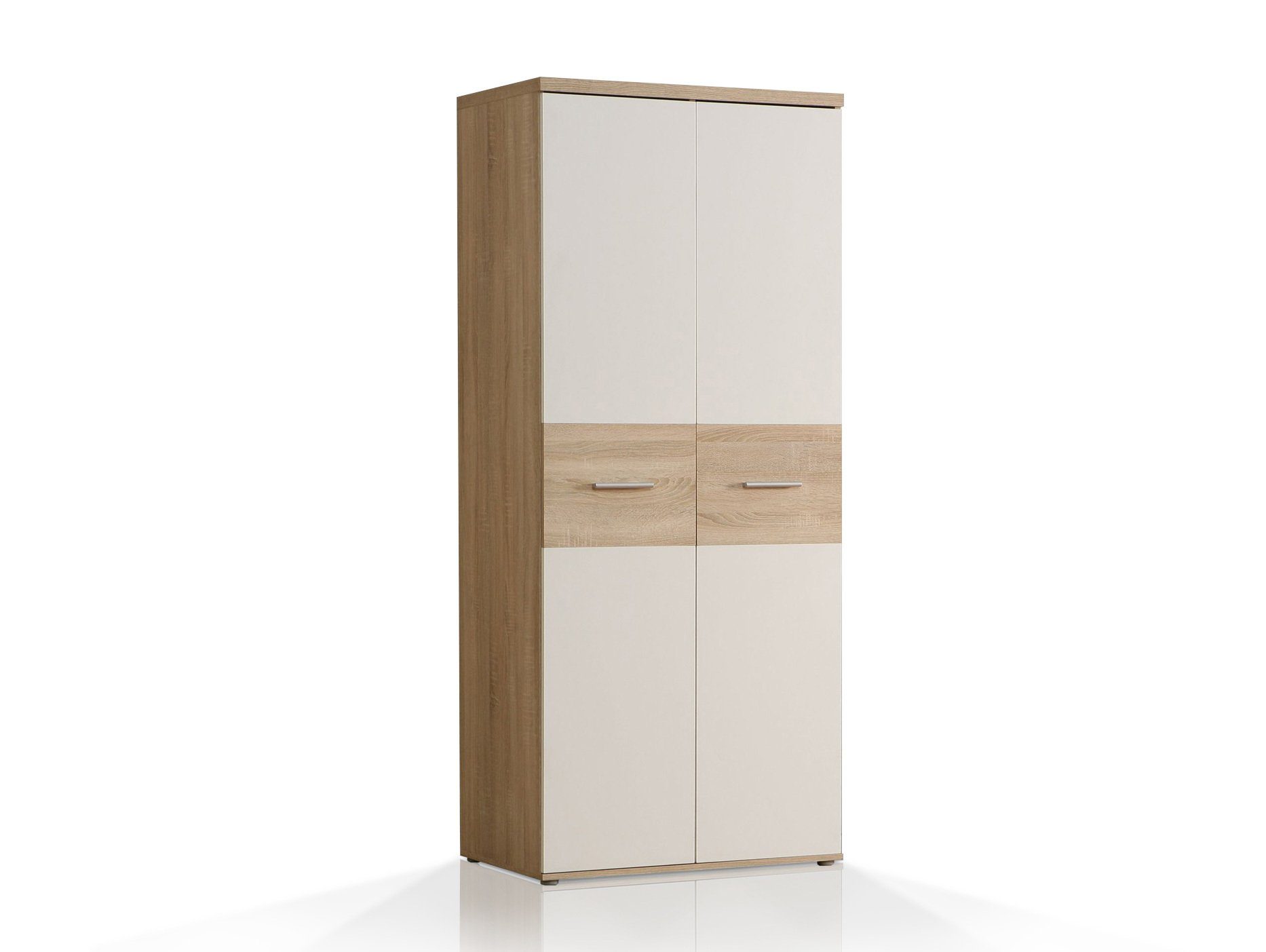 Moebel-Eins Kleiderschrank WALDY Kleiderschrank Dekorspanplatte, Türen, 2 sonomafarbig/weiss Eiche Material mit